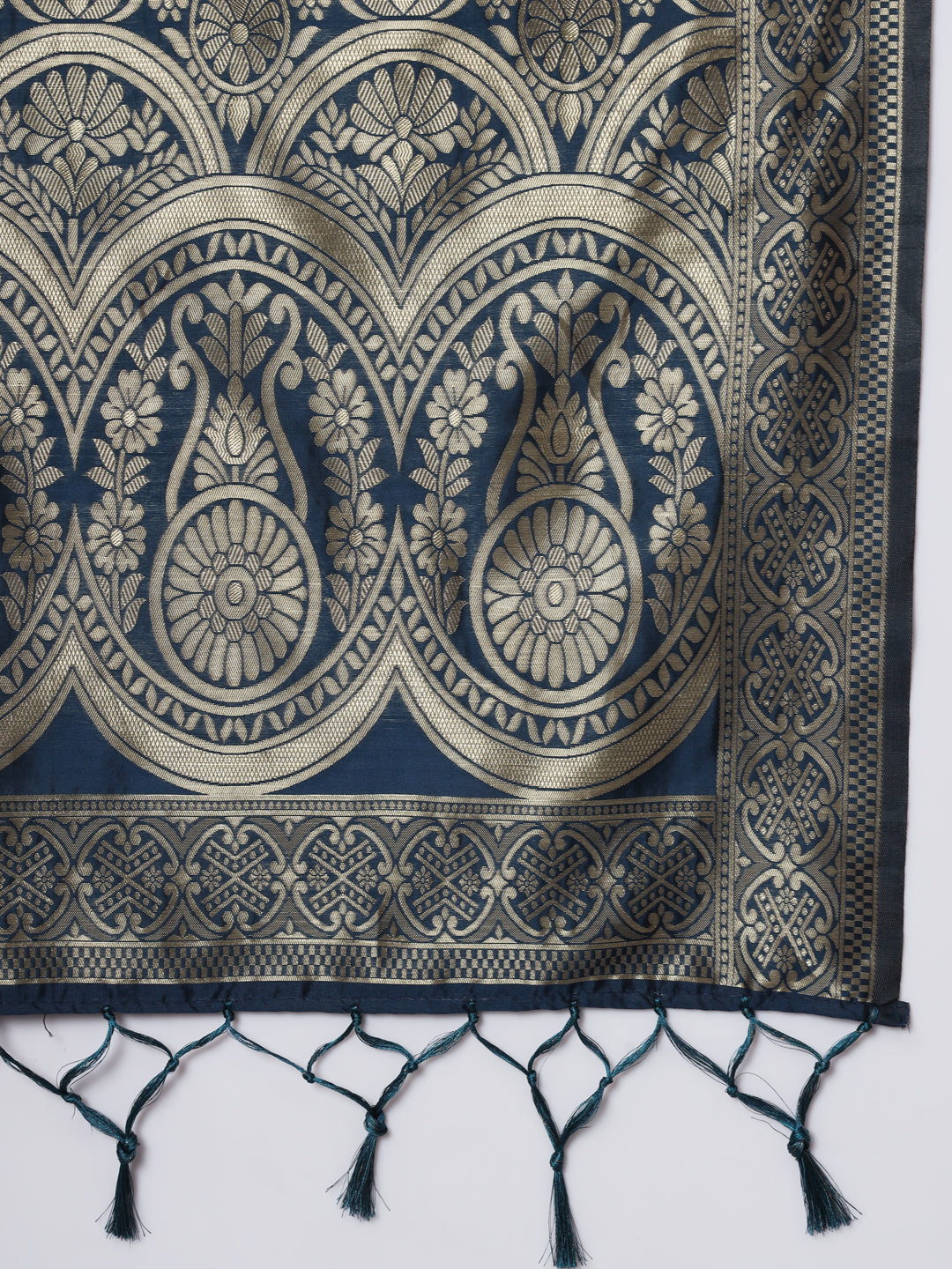 Sea Green Women Cotton Silk Blend Plain Straight Kurta Set with Trousers & Dupatta