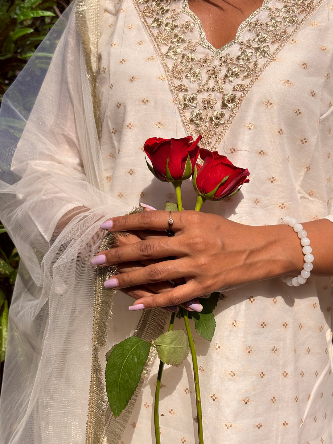 Samantha White Chanderi Silk Women Ethnic Wear Suits Set