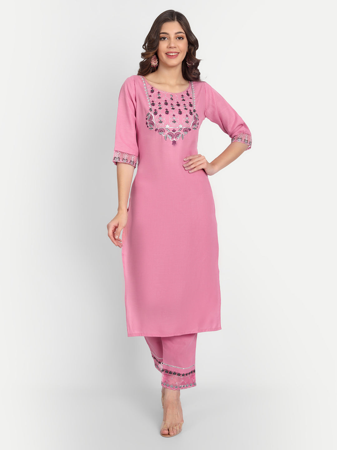 VredeVogel  Women Kurta and Trousers Pant Set Cotton Blend