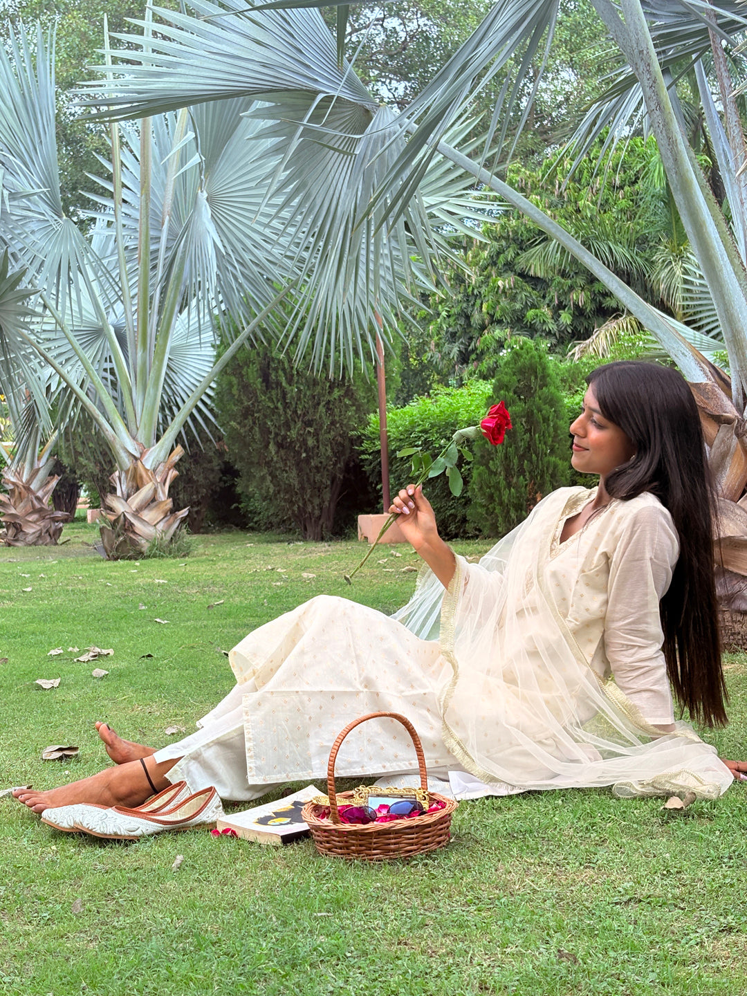 Samantha White Chanderi Silk Women Ethnic Wear Suits Set