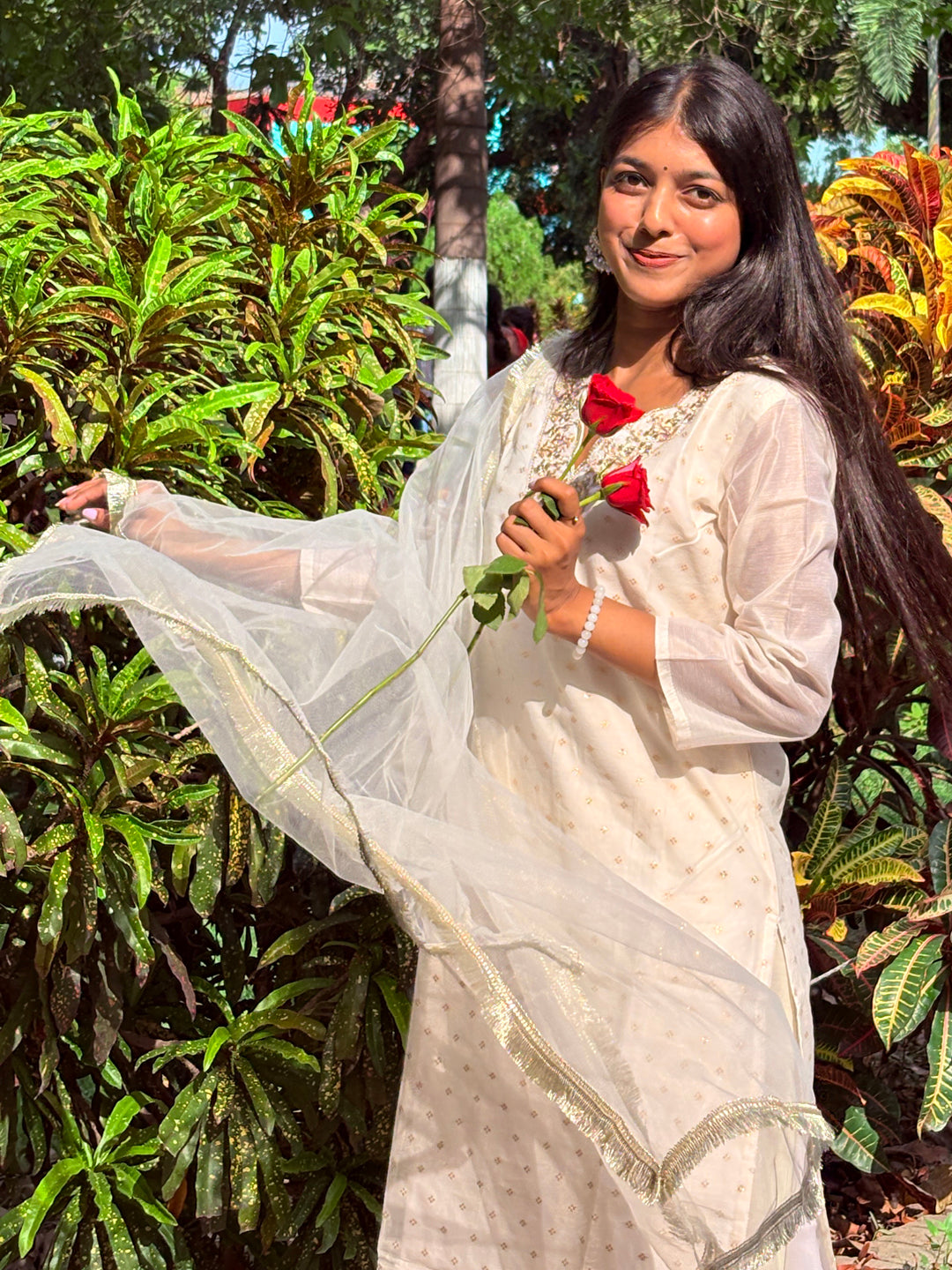 Samantha White Chanderi Silk Women Ethnic Wear Suits Set