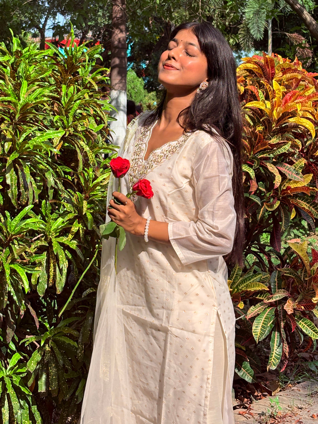 Samantha White Chanderi Silk Women Ethnic Wear Suits Set