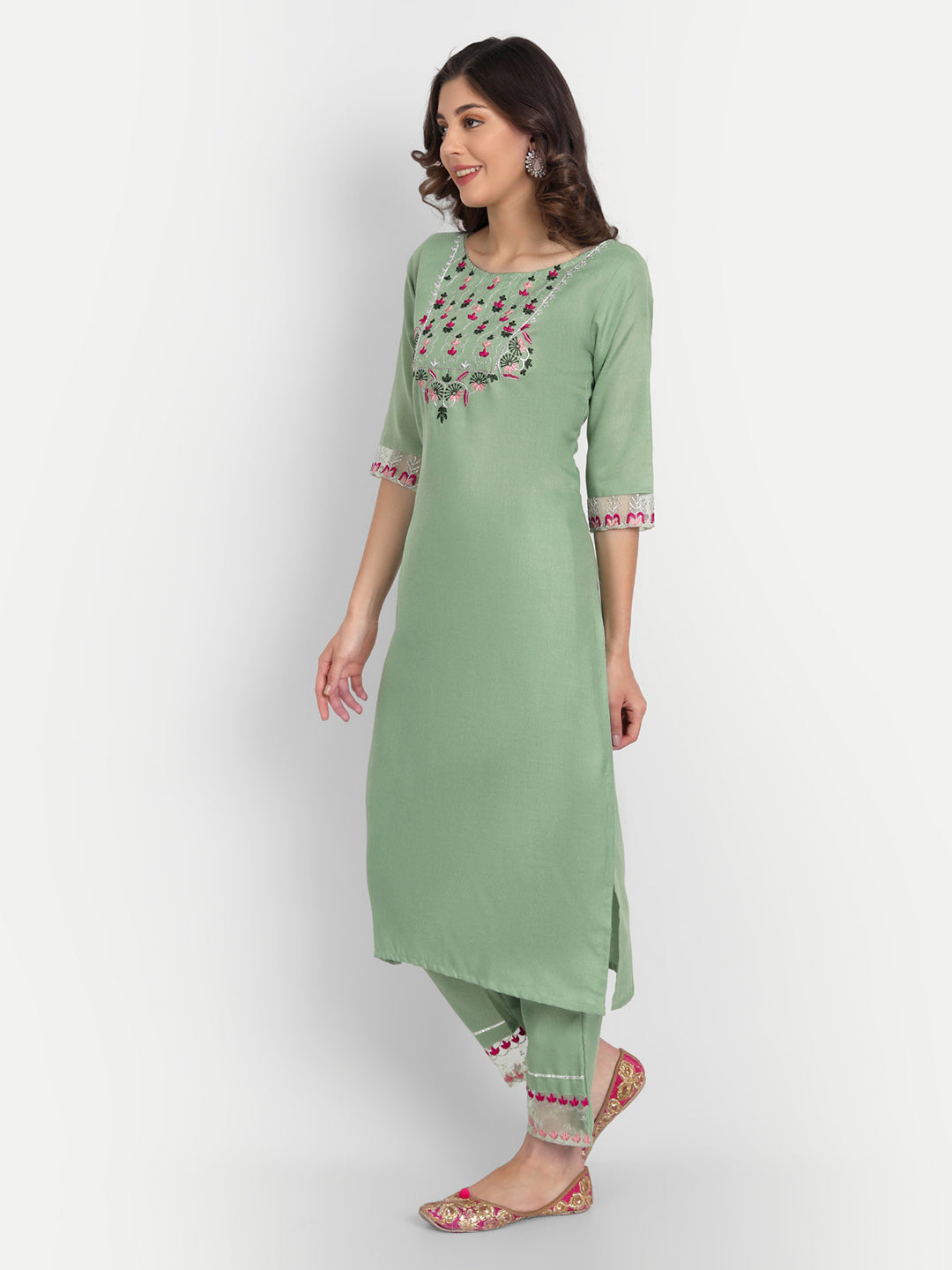 VredeVogel  Women Kurta and Trousers Pant Set Cotton Blend