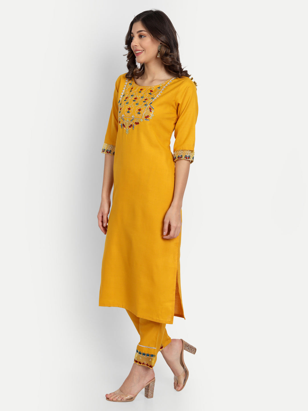 VredeVogel  Women Kurta and Trousers Pant Set Cotton Blend