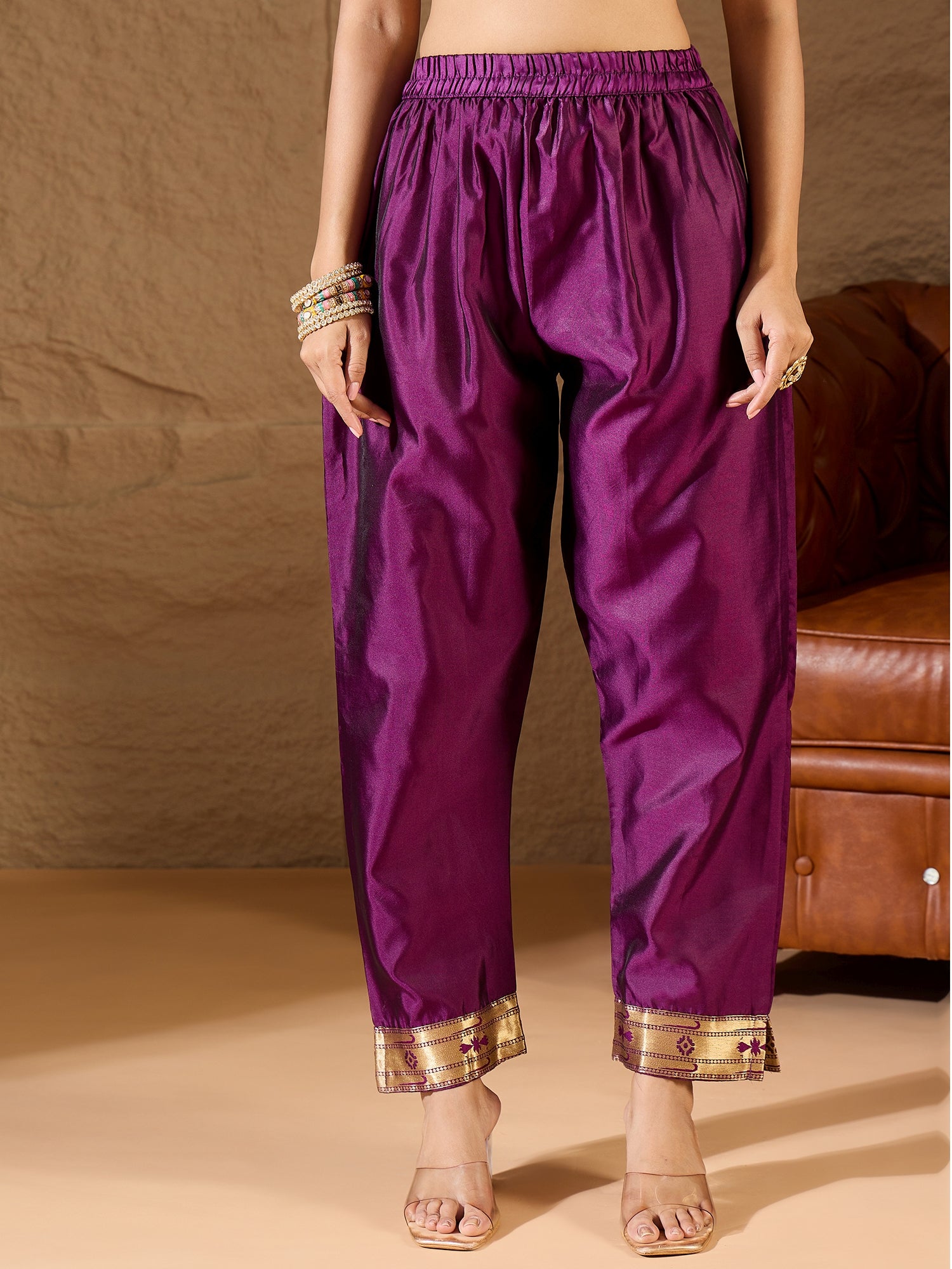 Shila Orchid Purple Meenakari Silk Jacquard Kurta Set Suits