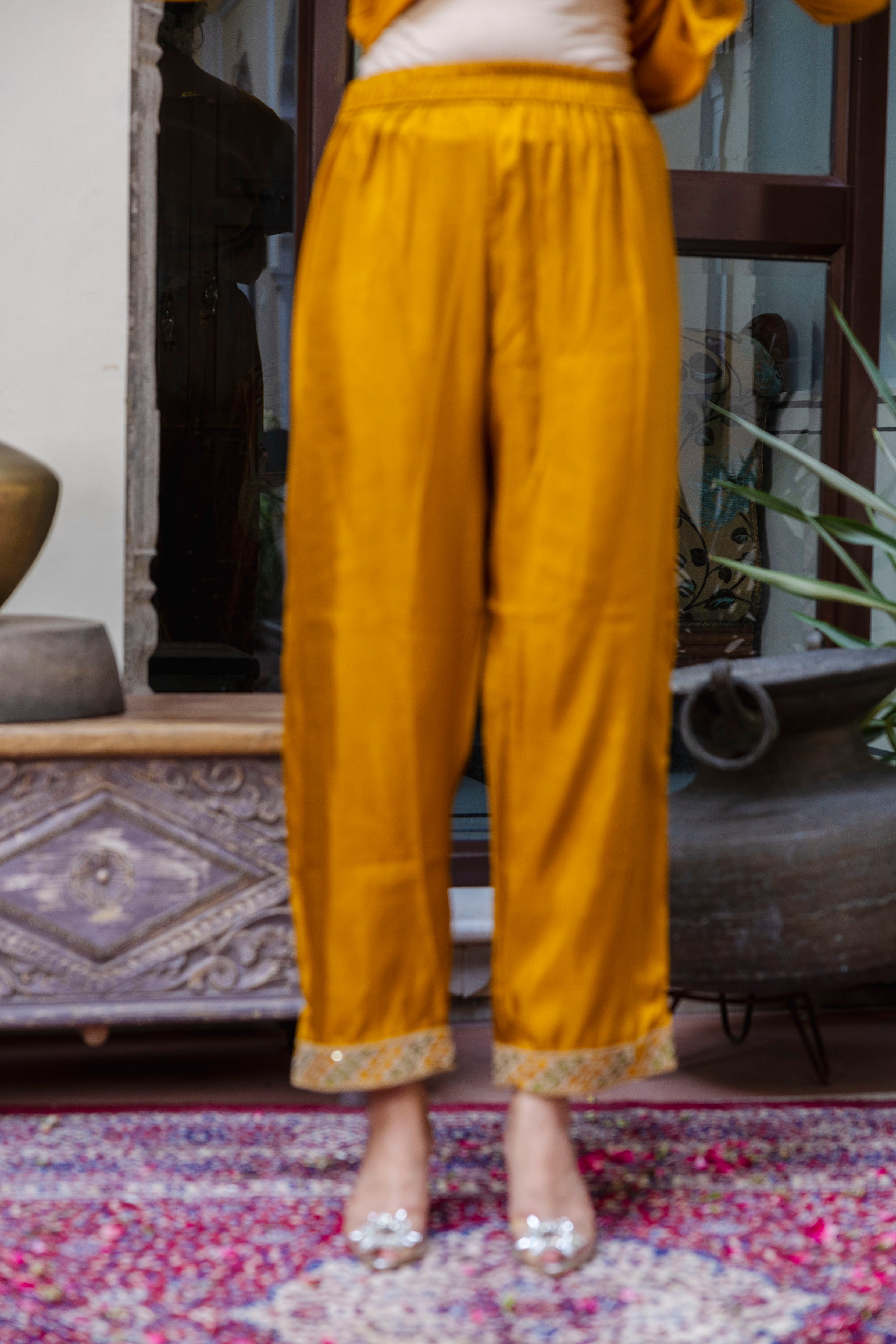 VredeVogel Embroidered Silk Blend Calf Length Straight Kurta Trouser with Dupatta Set