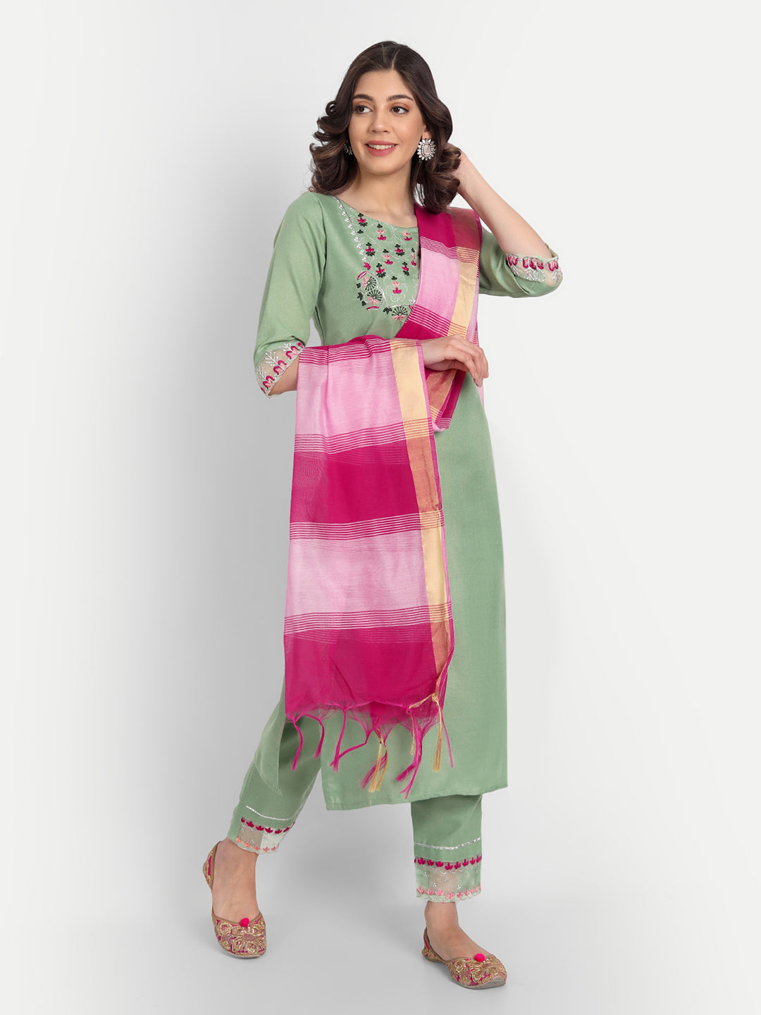 VredeVogel  Women Kurta and Trousers Pant Set Cotton Blend
