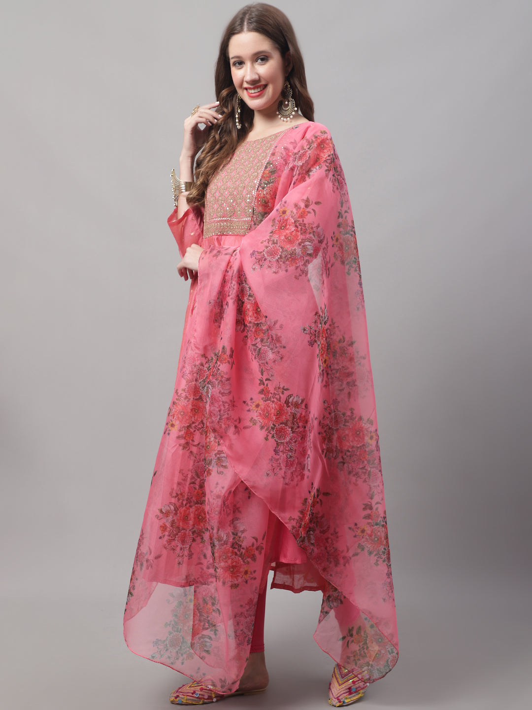 Pink Silk Kurti w/ Legging and Dupatta – Bawri Collection
