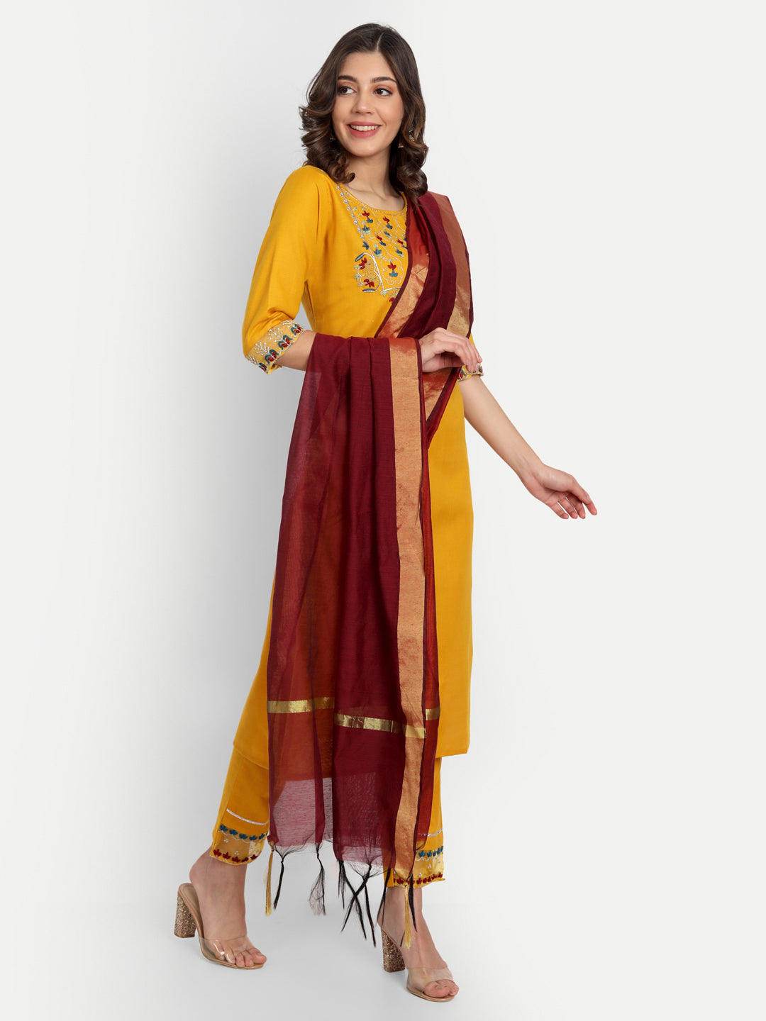 VredeVogel  Women Kurta and Trousers Pant Set Cotton Blend