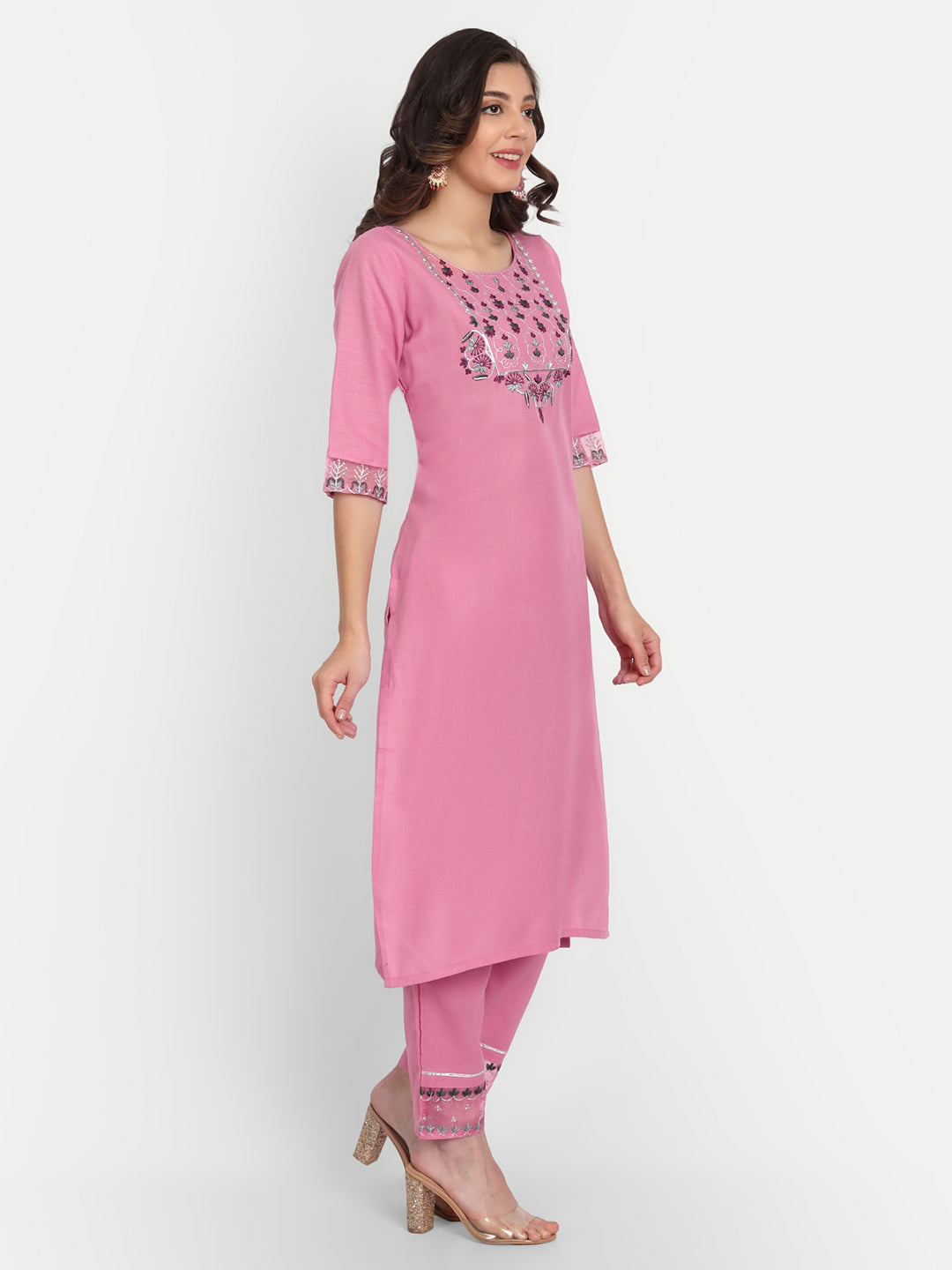 VredeVogel  Women Kurta and Trousers Pant Set Cotton Blend