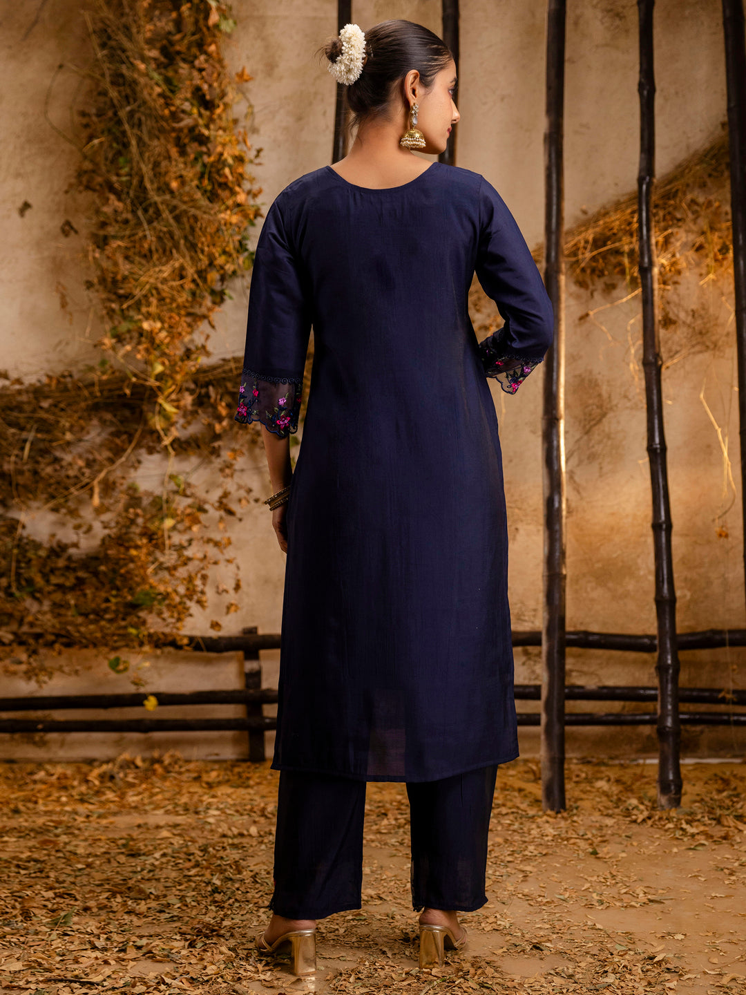 Deepali Viscose Roman Silk Calf Length Kurta Set Dupatta