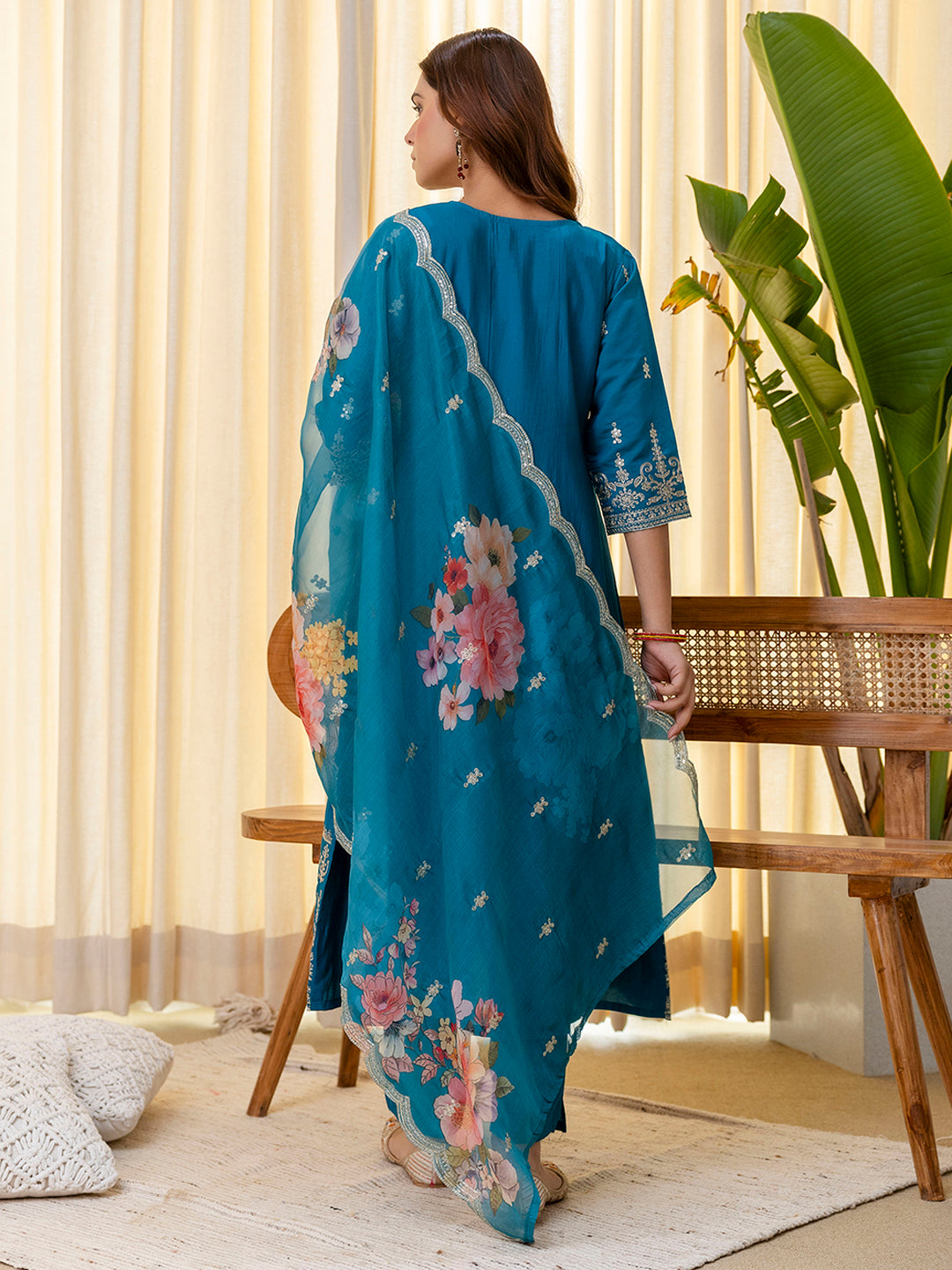 Vireya Rama Embroidred Kurta Sets with Sequins Work Women Suits