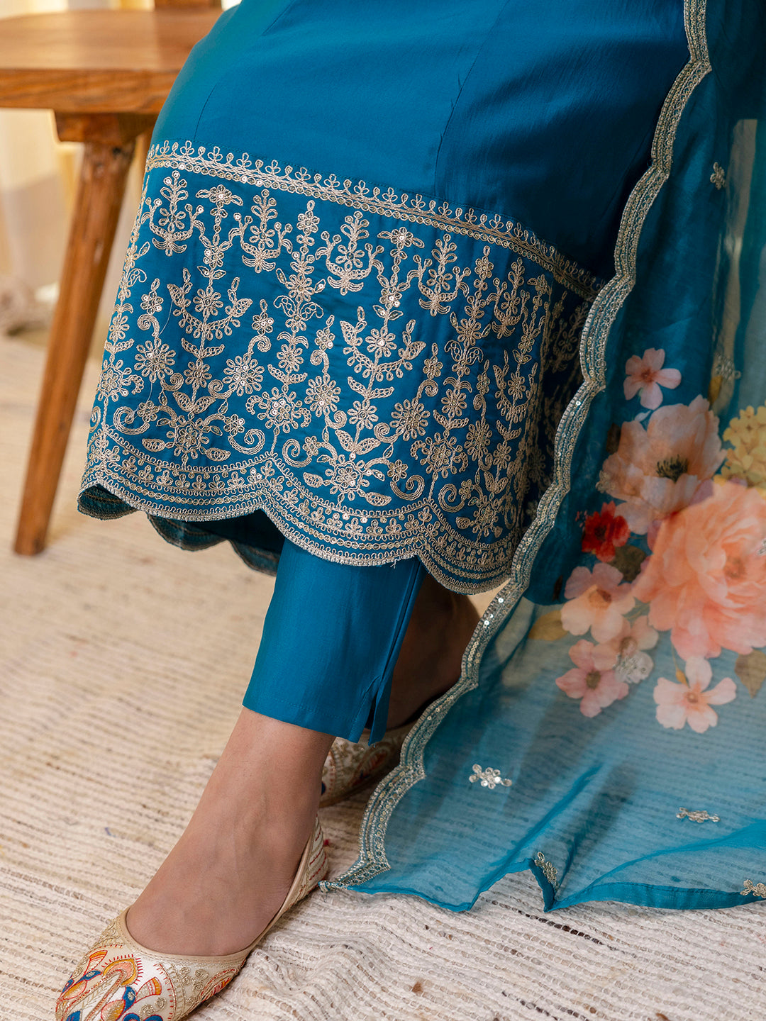 Vireya Rama Embroidred Kurta Sets with Sequins Work Women Suits