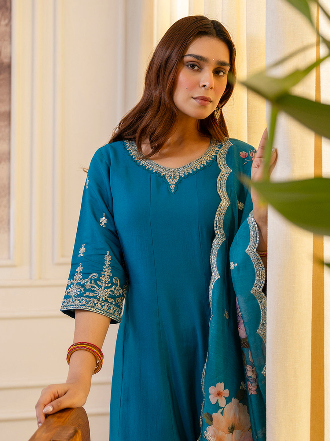 Vireya Rama Embroidred Kurta Sets with Sequins Work Women Suits