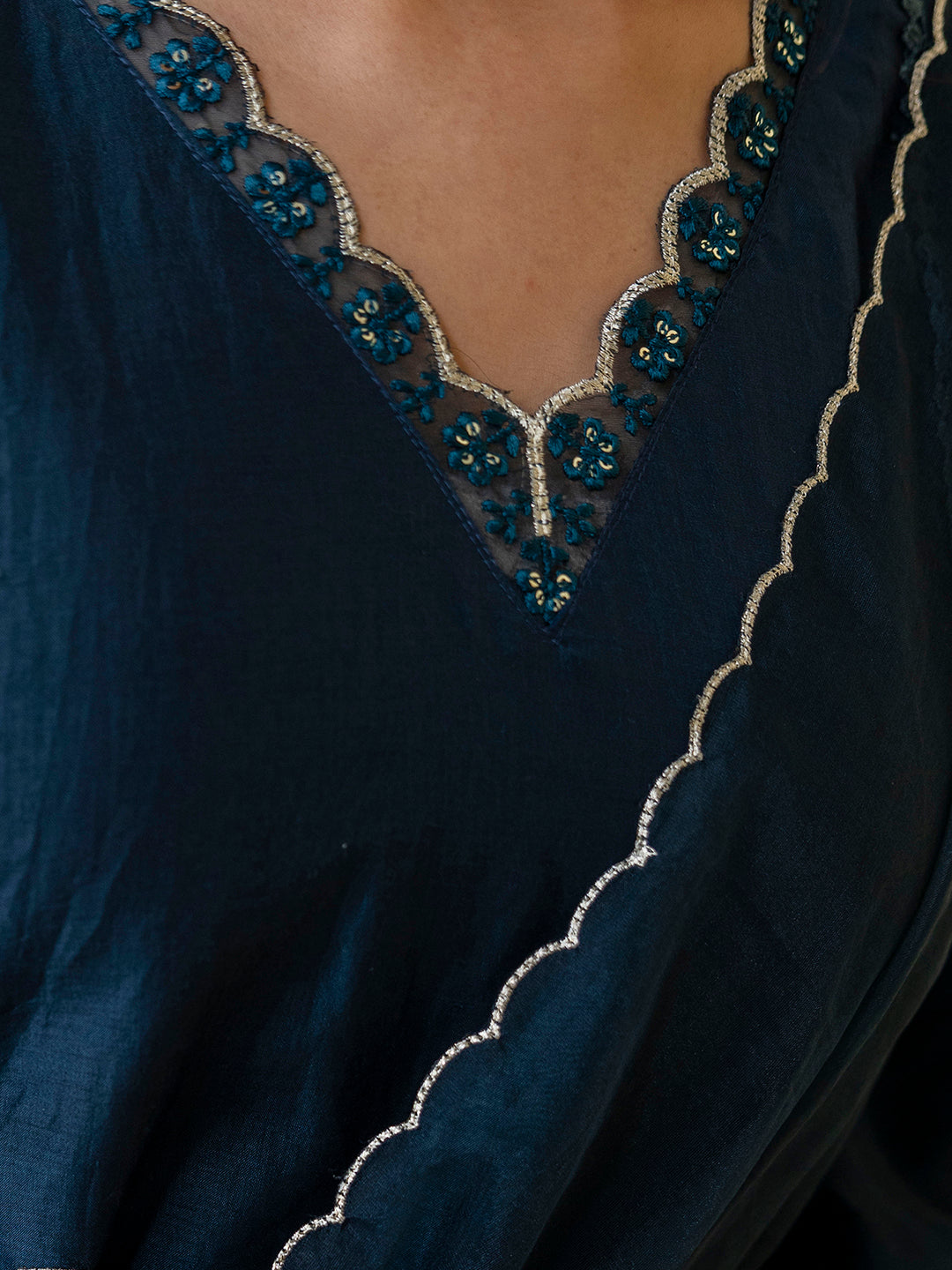 Sukoon Teal Embroidred Kurta Sets with Sequins Work Women Suits