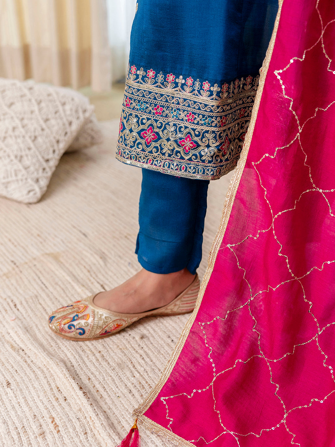 Ruhani Teal Special Designer Kurta Pant Set with Elegant Dupatta