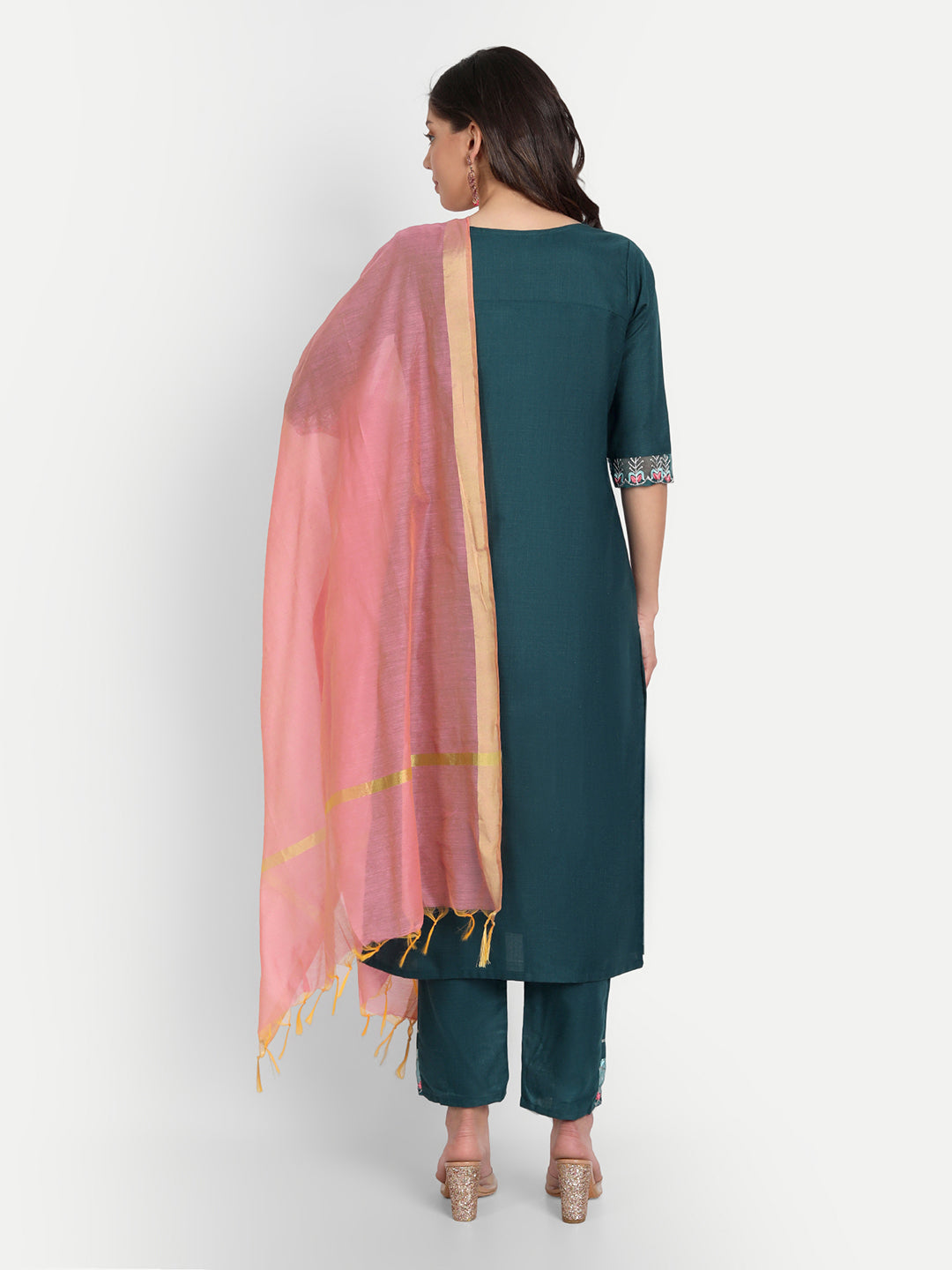 VredeVogel  Women Kurta and Trousers Pant Set Cotton Blend