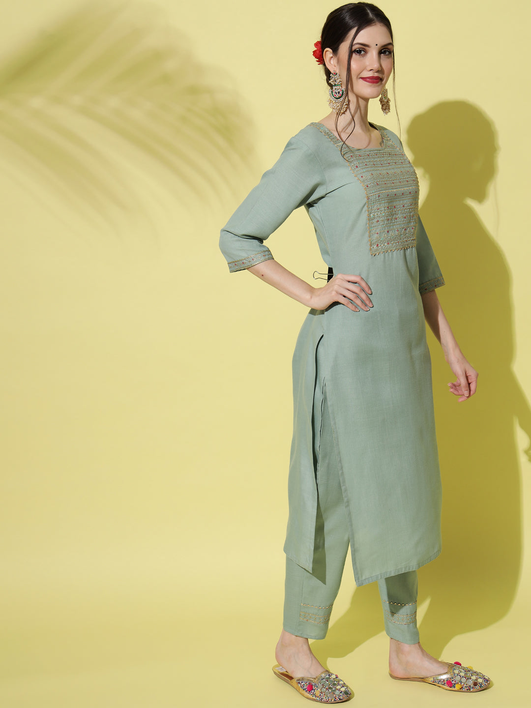 VredeVogel Embroidery Kurta Pant With Net Embroidery Dupatta