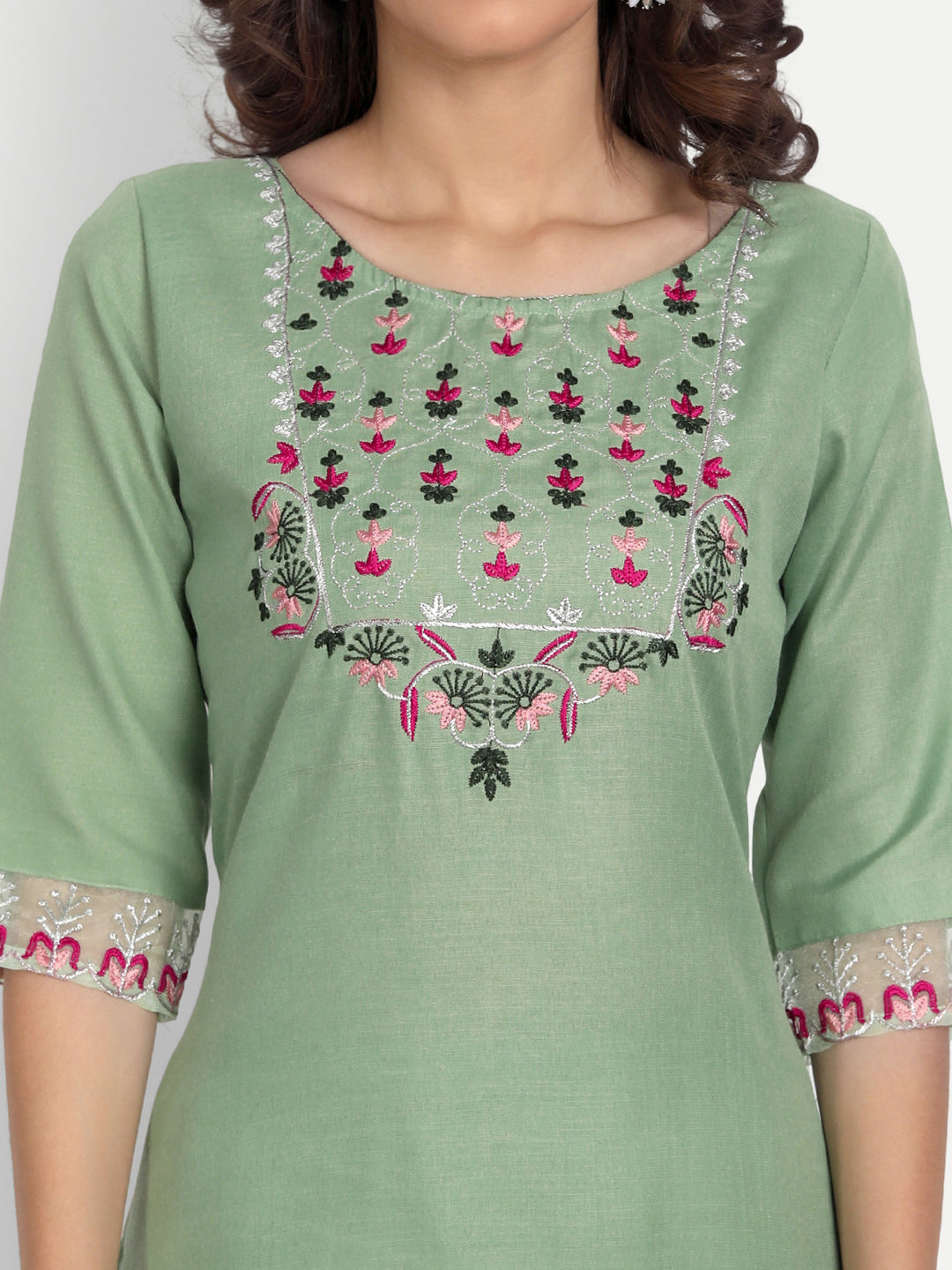 VredeVogel  Women Kurta and Trousers Pant Set Cotton Blend