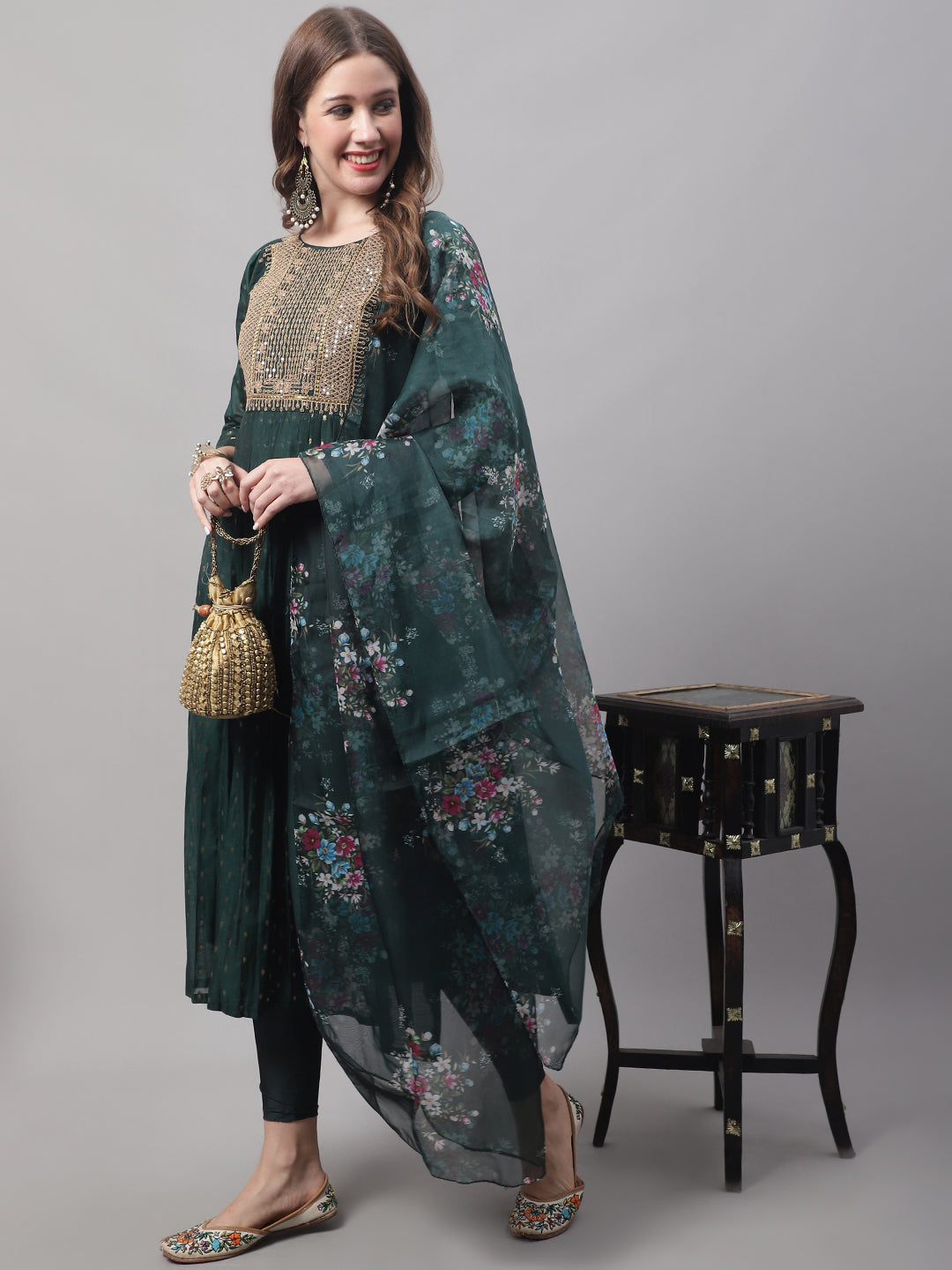 VredeVogel Kurta and Leggings Dupatta Set chanderi modal Butti