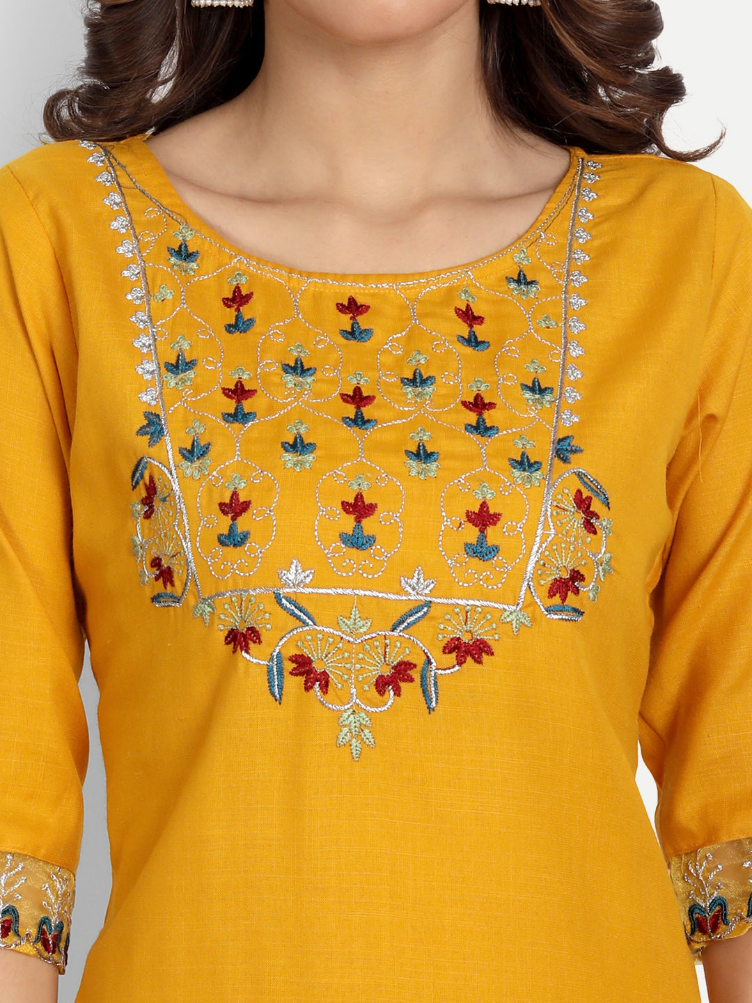 VredeVogel  Women Kurta and Trousers Pant Set Cotton Blend