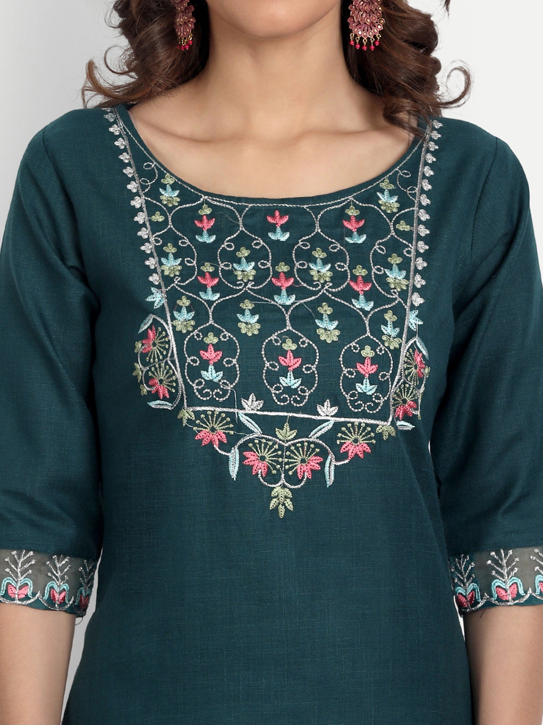 VredeVogel  Women Kurta and Trousers Pant Set Cotton Blend