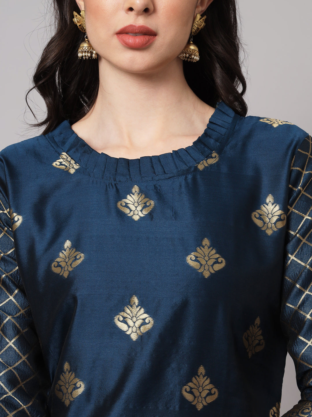 VredeVogel Cotton Silk Kurta and Pant Set with Banarasi Silk Dupatta