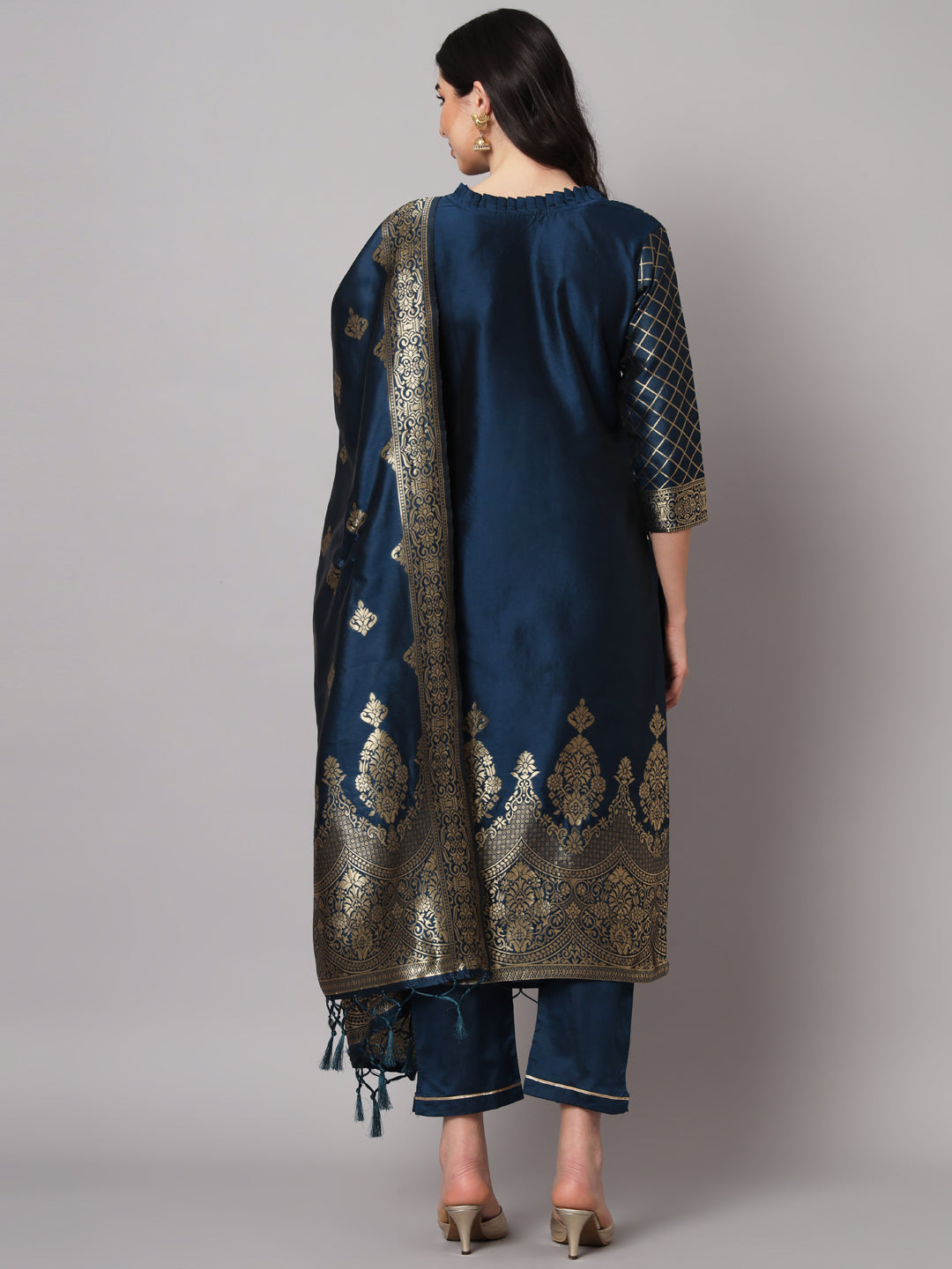 VredeVogel Cotton Silk Kurta and Pant Set with Banarasi Silk Dupatta