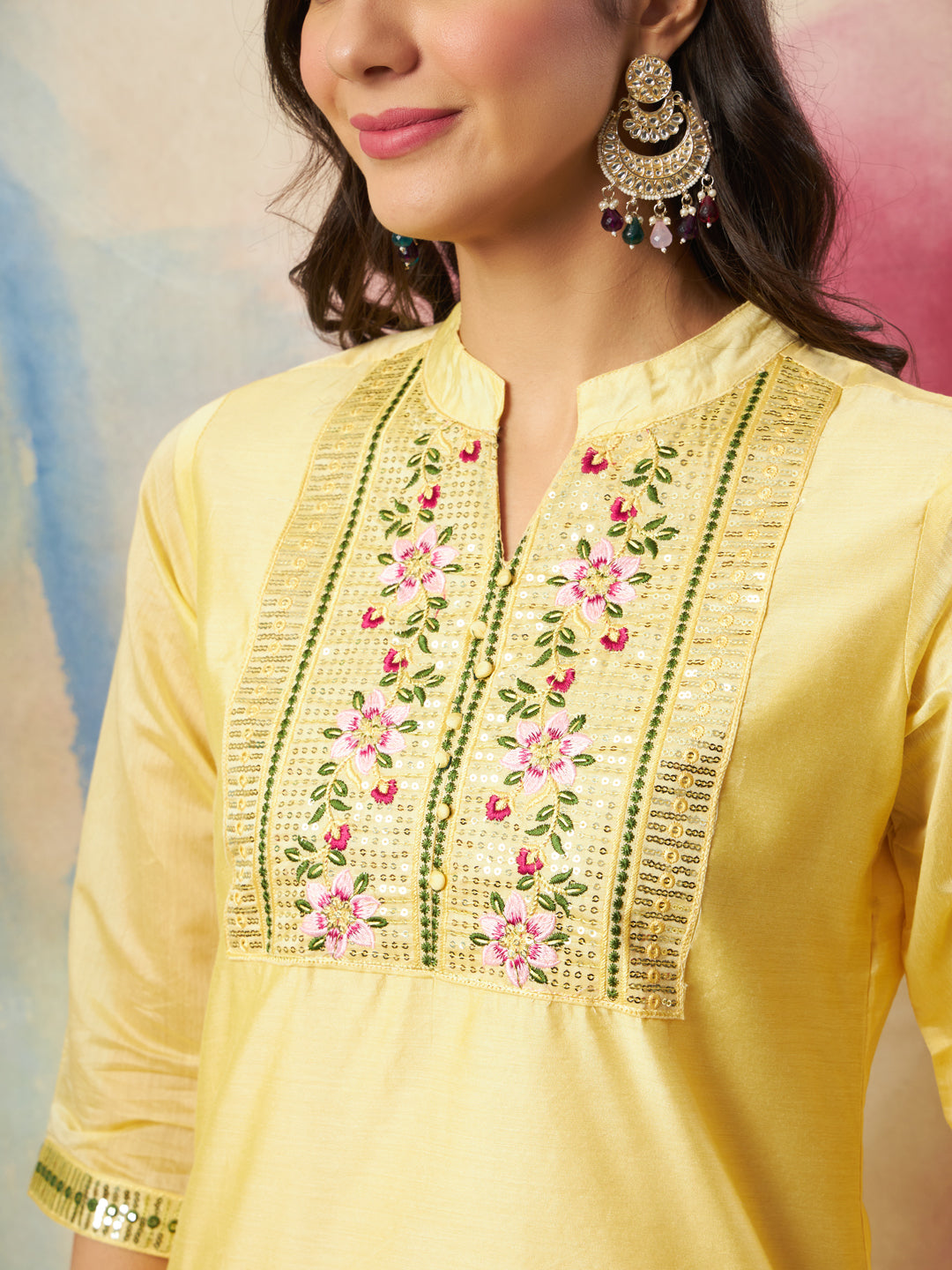 VredeVogel Women Kurta and Trouser Duppata Set chanderi modal Butti
