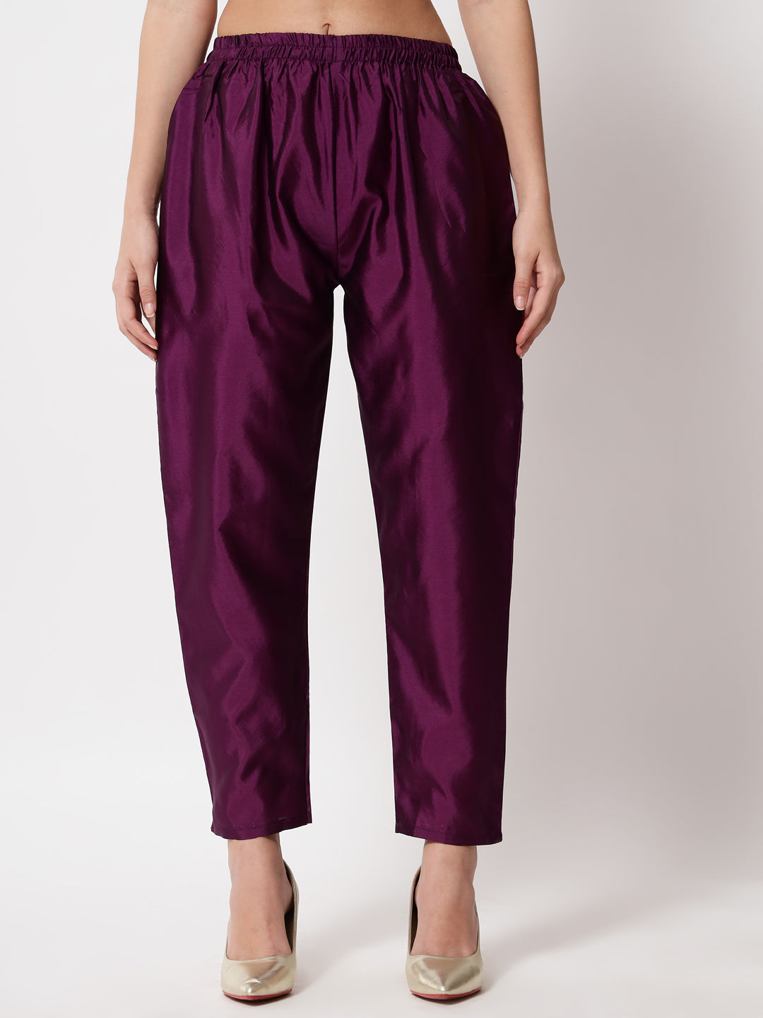 Purple Satin Wide Leg Pants Silk Trousers  Leiva  SilkFred