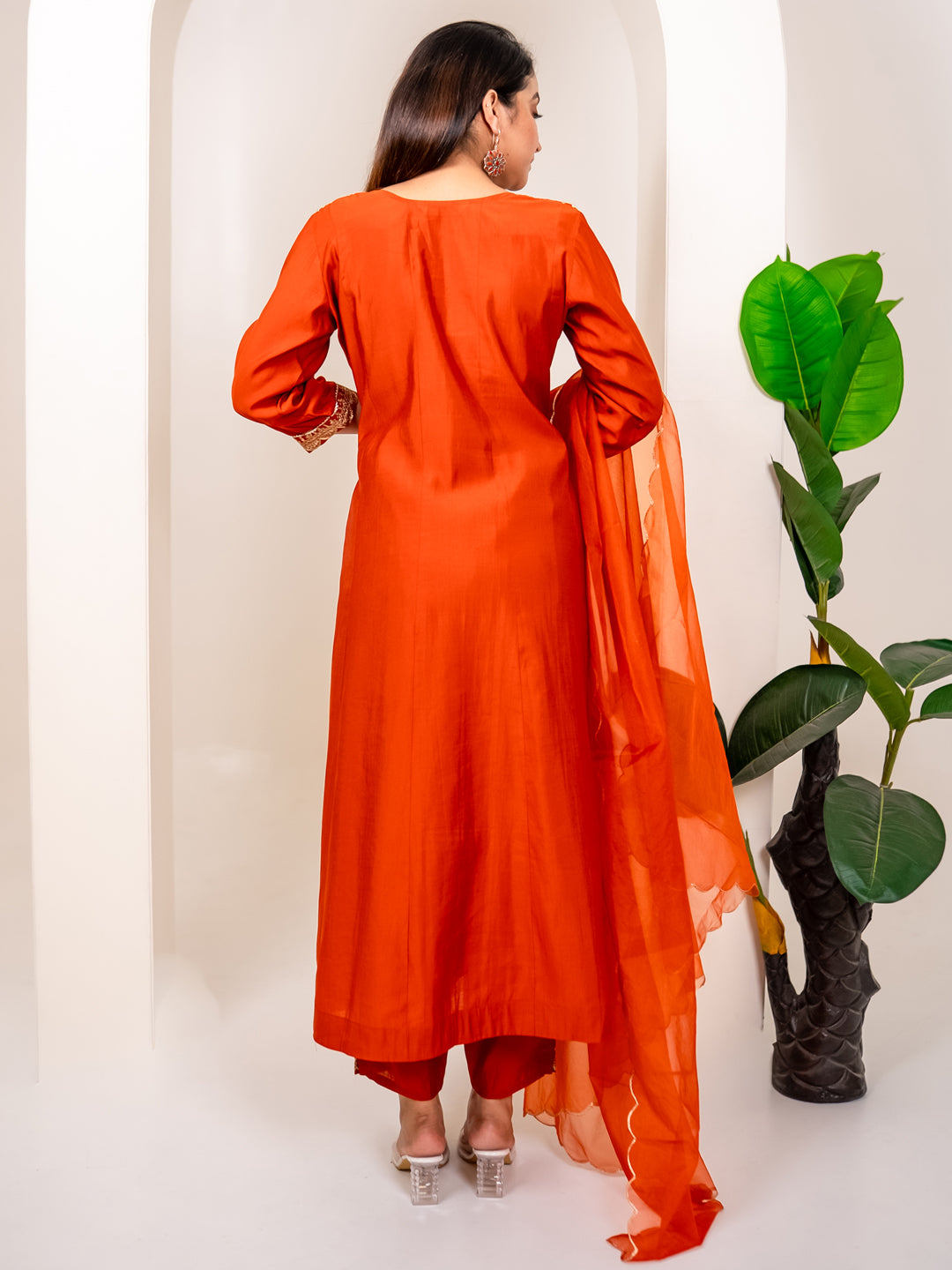 Ruby Petal Peach Kalidaar Festive Anarkali Set Suits
