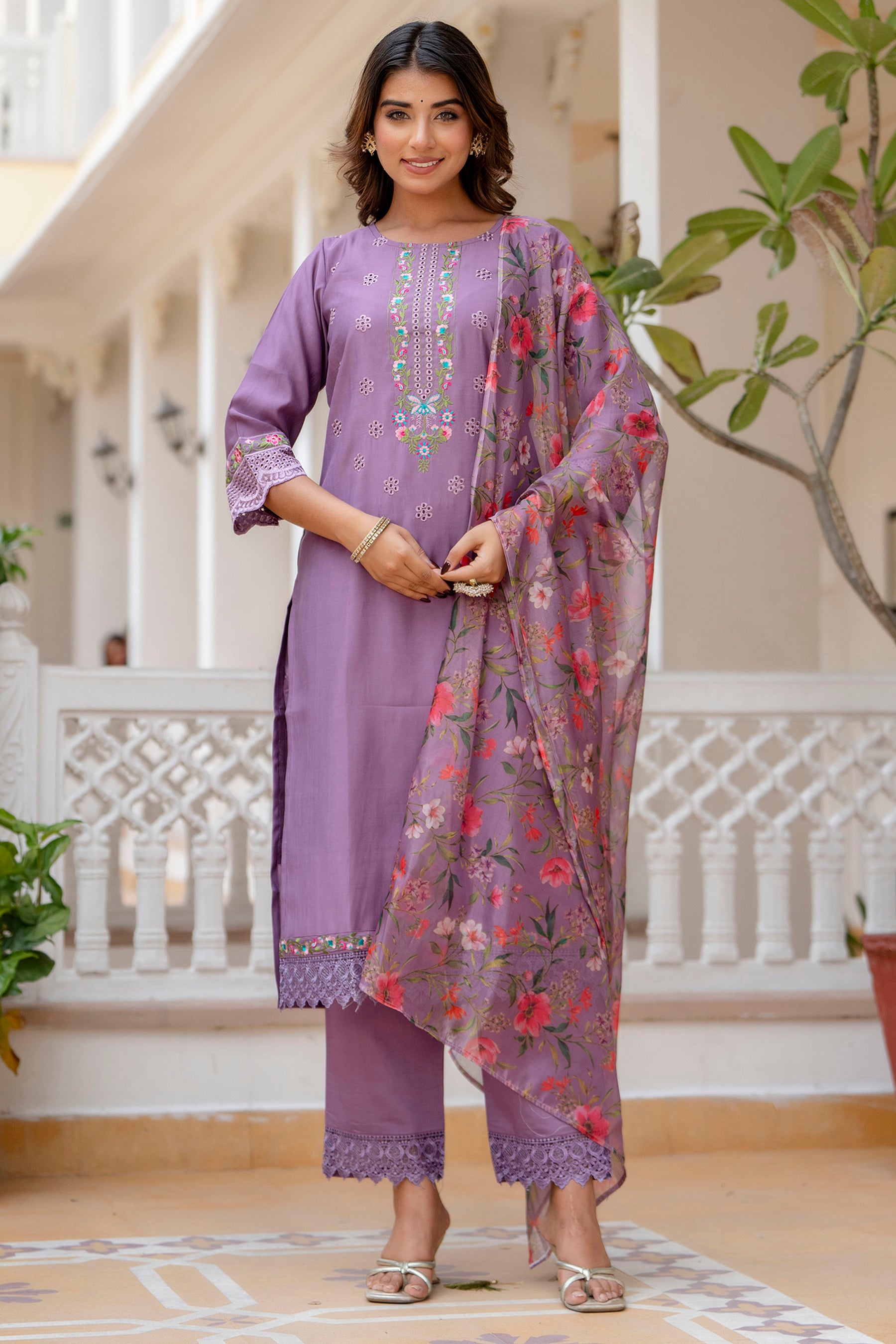 Rupa Women Kurta and Pant Sets Viscose Roman Silk Fabric