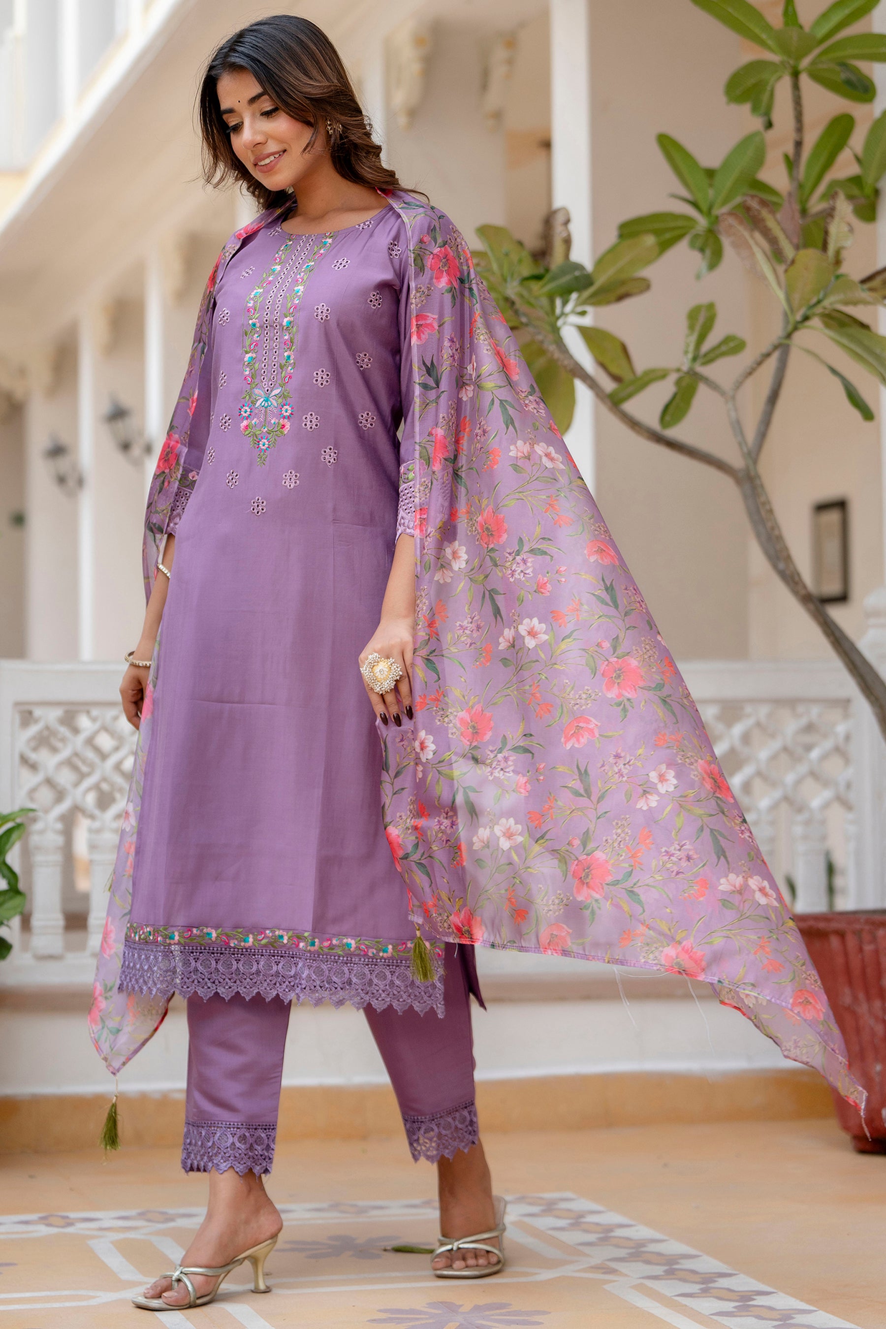 Rupa Women Kurta and Pant Sets Viscose Roman Silk Fabric
