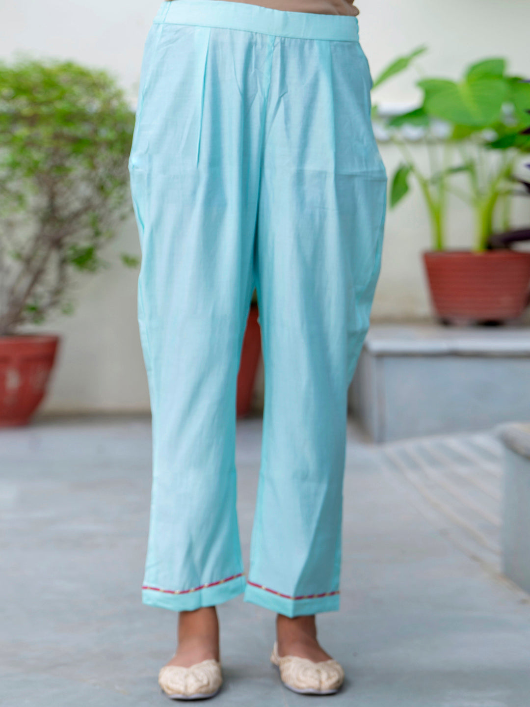 VredeVogel Women's Embroidered Silk Blend Calf Length Straight Kurta Trouser with Dupatta Set
