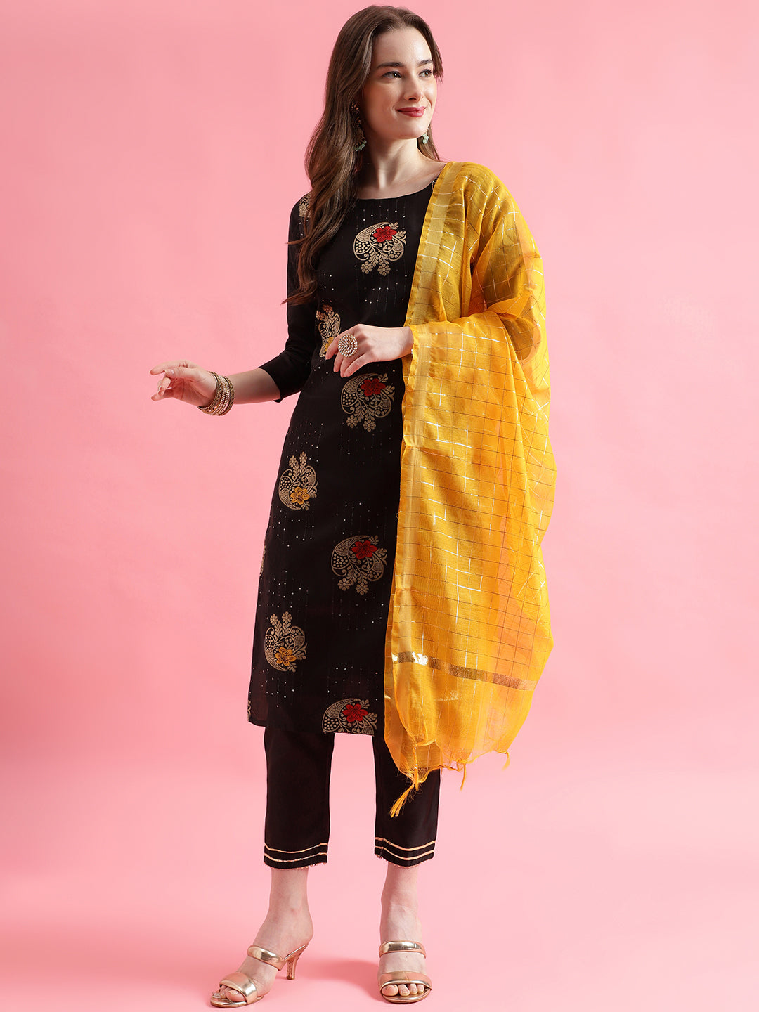 VredeVogel Cotton Silk Jacquard Kurta Pant With chanderi Silk dupatta Sets
