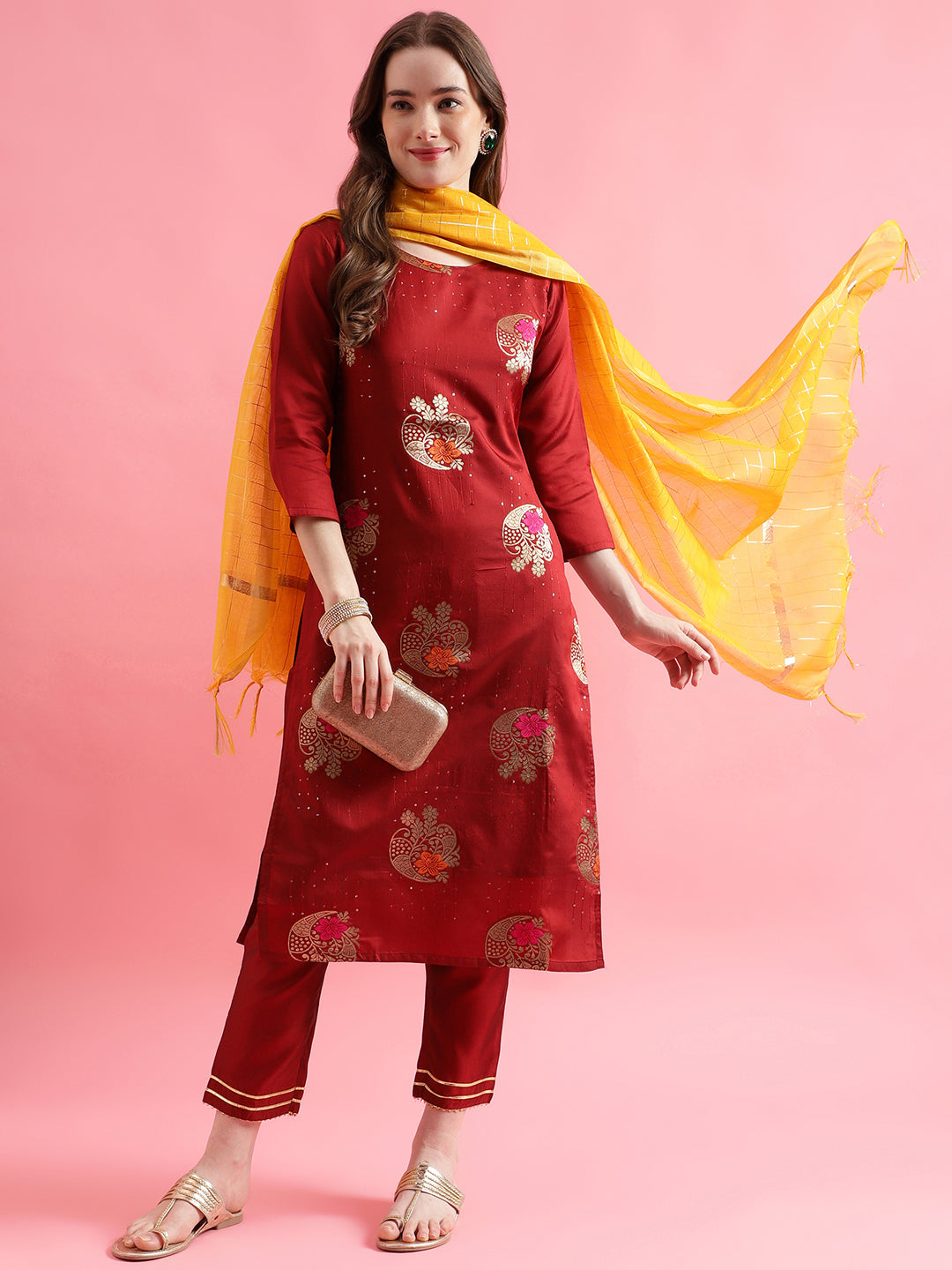 VredeVogel Cotton Silk Jacquard Kurta Pant With chanderi Silk dupatta Sets