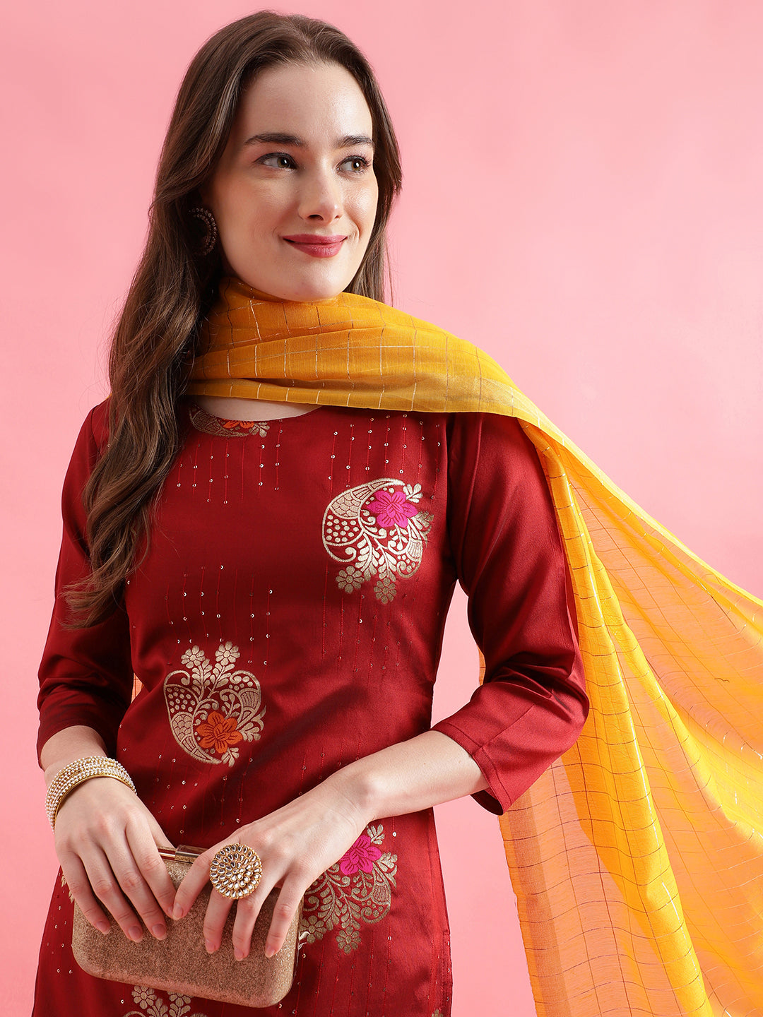 VredeVogel Cotton Silk Jacquard Kurta Pant With chanderi Silk dupatta Sets
