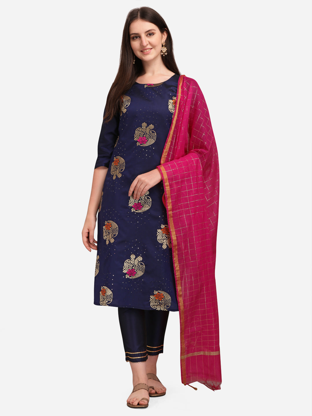 VredeVogel Cotton Silk Jacquard Kurta Pant With chanderi Silk dupatta Sets