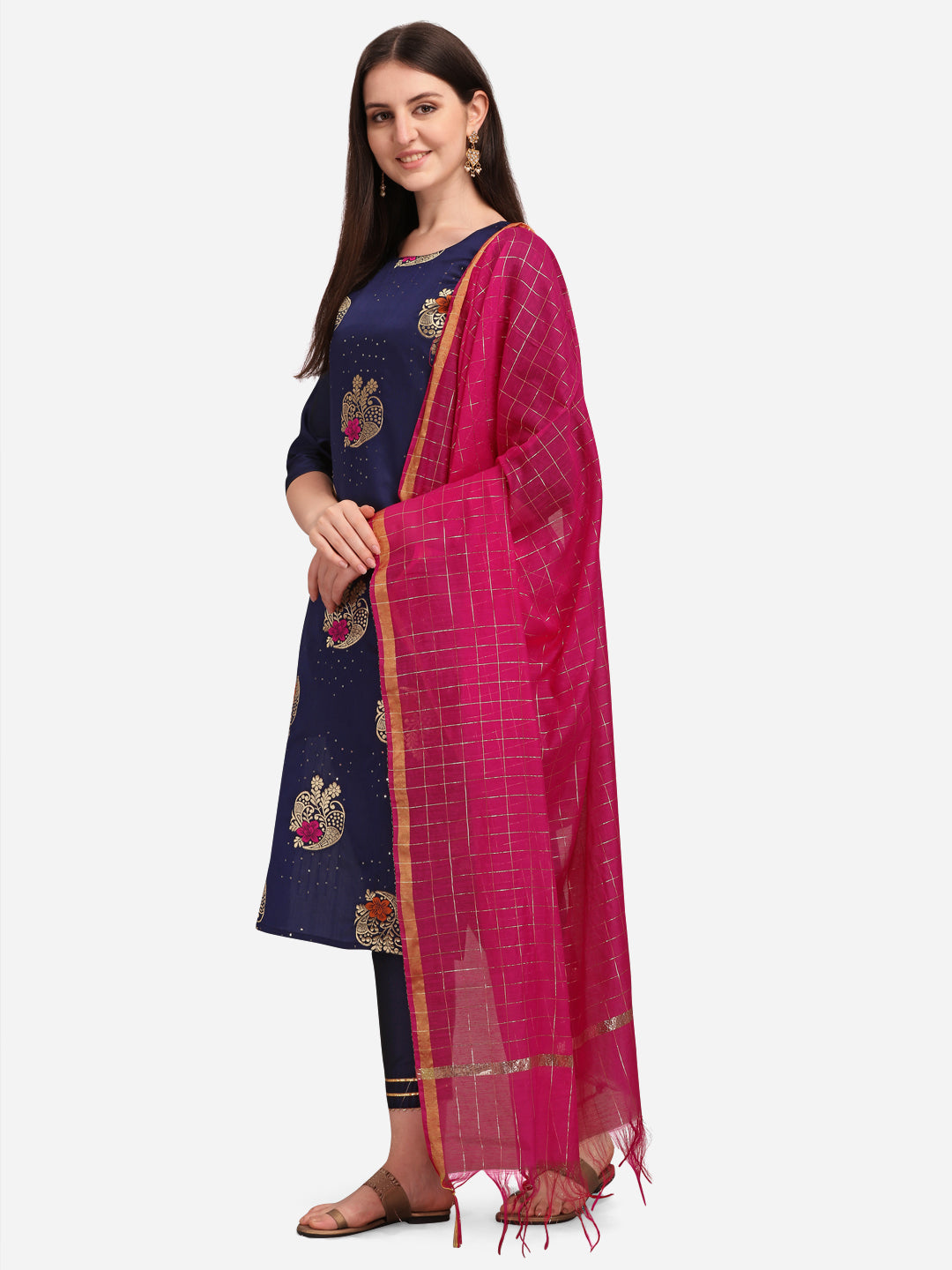 VredeVogel Cotton Silk Jacquard Kurta Pant With chanderi Silk dupatta Sets