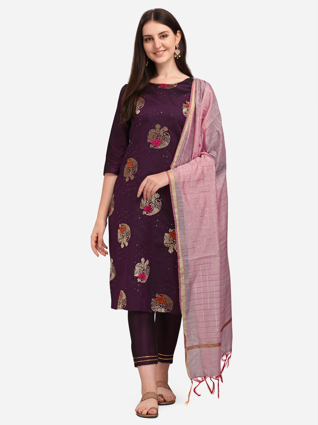 VredeVogel Cotton Silk Jacquard Kurta Pant With chanderi Silk dupatta Sets