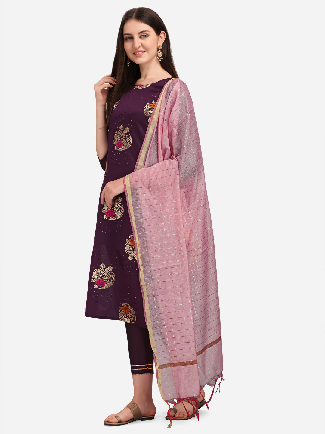 VredeVogel Cotton Silk Jacquard Kurta Pant With chanderi Silk dupatta Sets