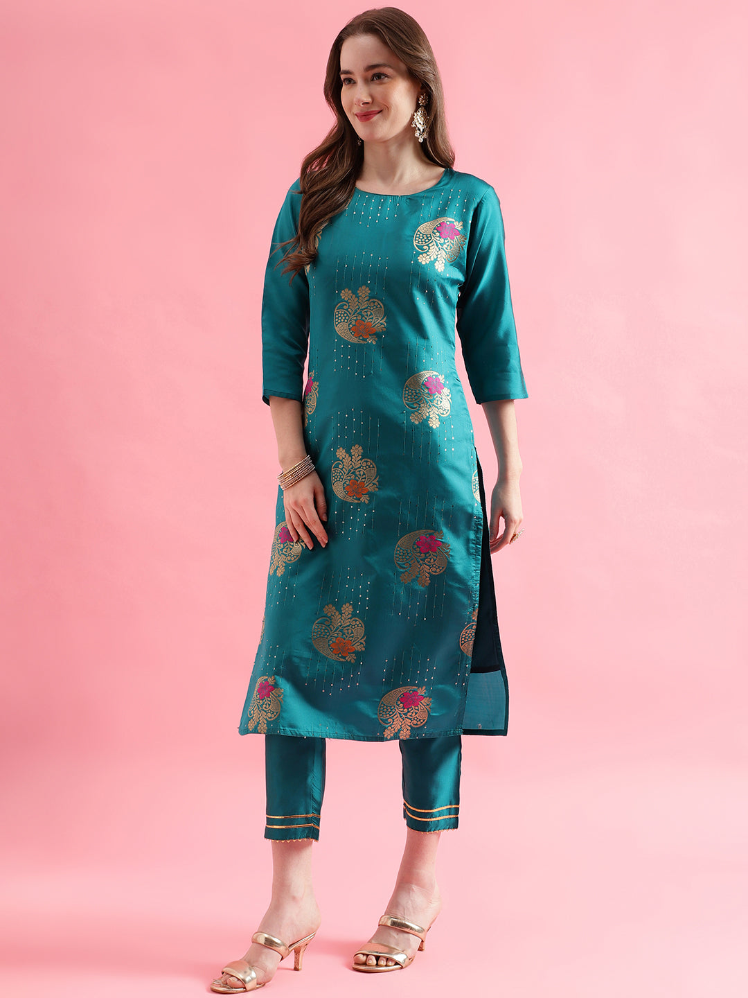VredeVogel Cotton Silk Jacquard Kurta Pant With chanderi Silk dupatta Sets