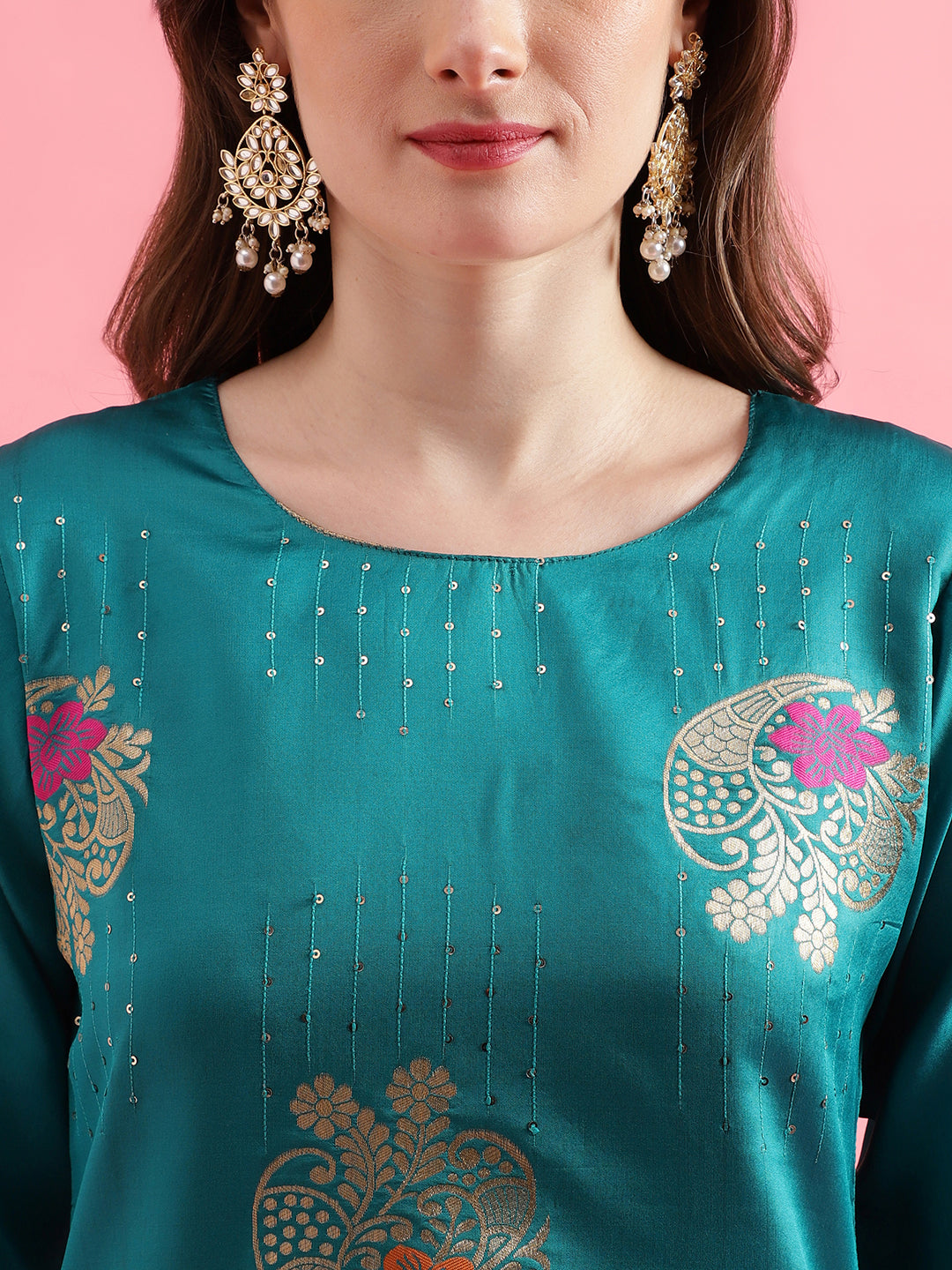 VredeVogel Cotton Silk Jacquard Kurta Pant With chanderi Silk dupatta Sets