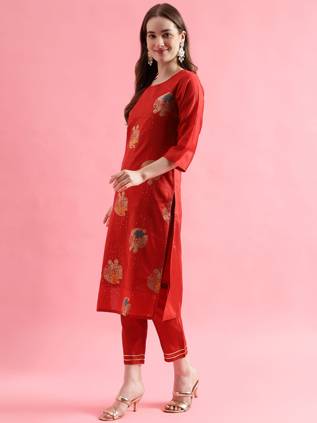 VredeVogel Cotton Silk Jacquard Kurta Pant With chanderi Silk dupatta Sets