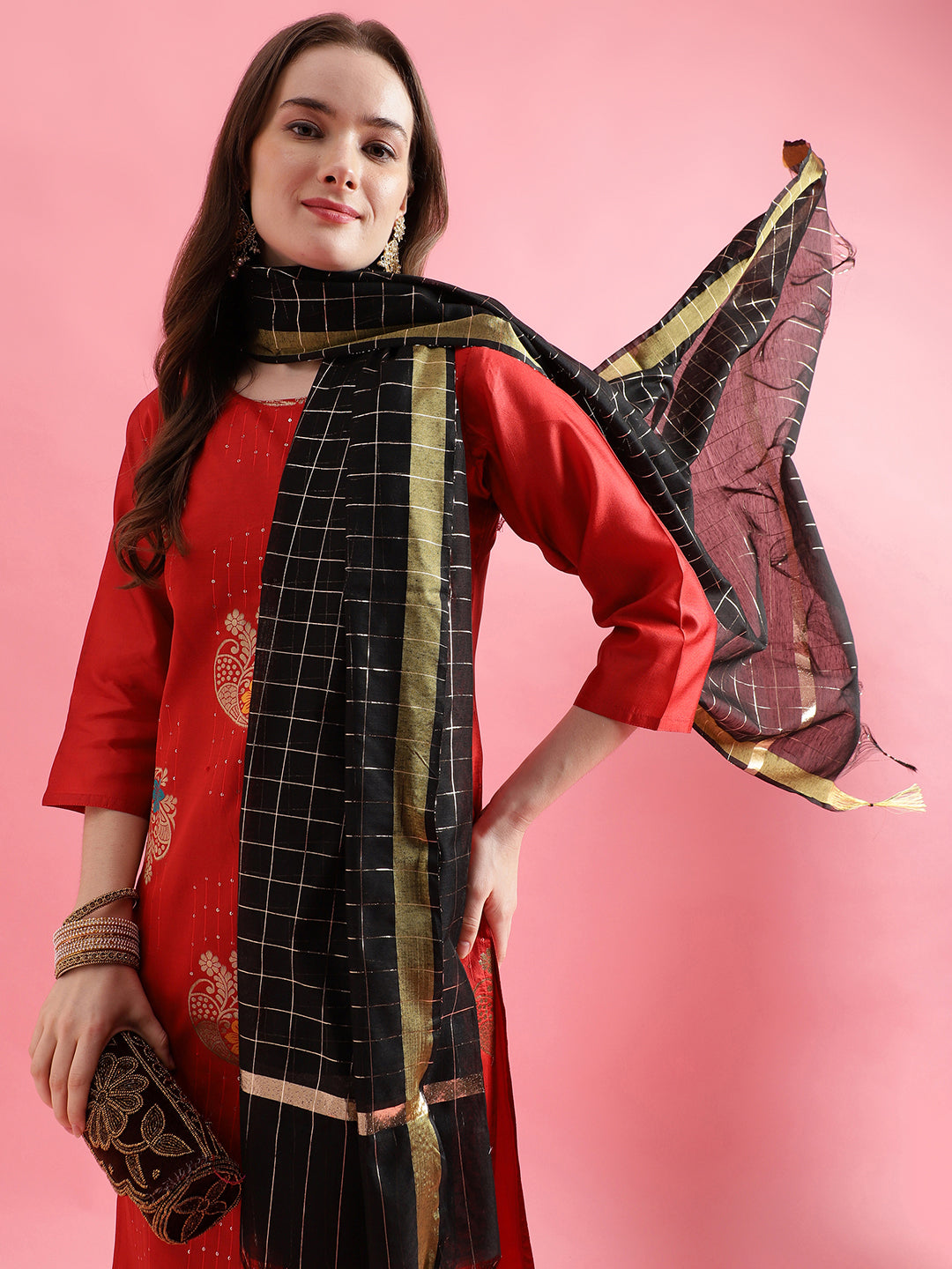 VredeVogel Cotton Silk Jacquard Kurta Pant With chanderi Silk dupatta Sets