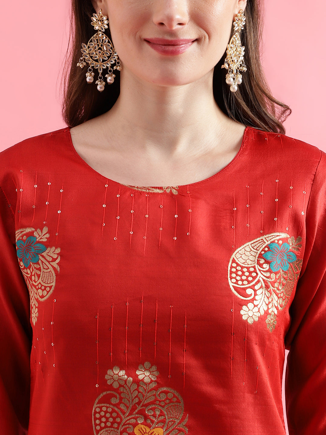 VredeVogel Cotton Silk Jacquard Kurta Pant With chanderi Silk dupatta Sets