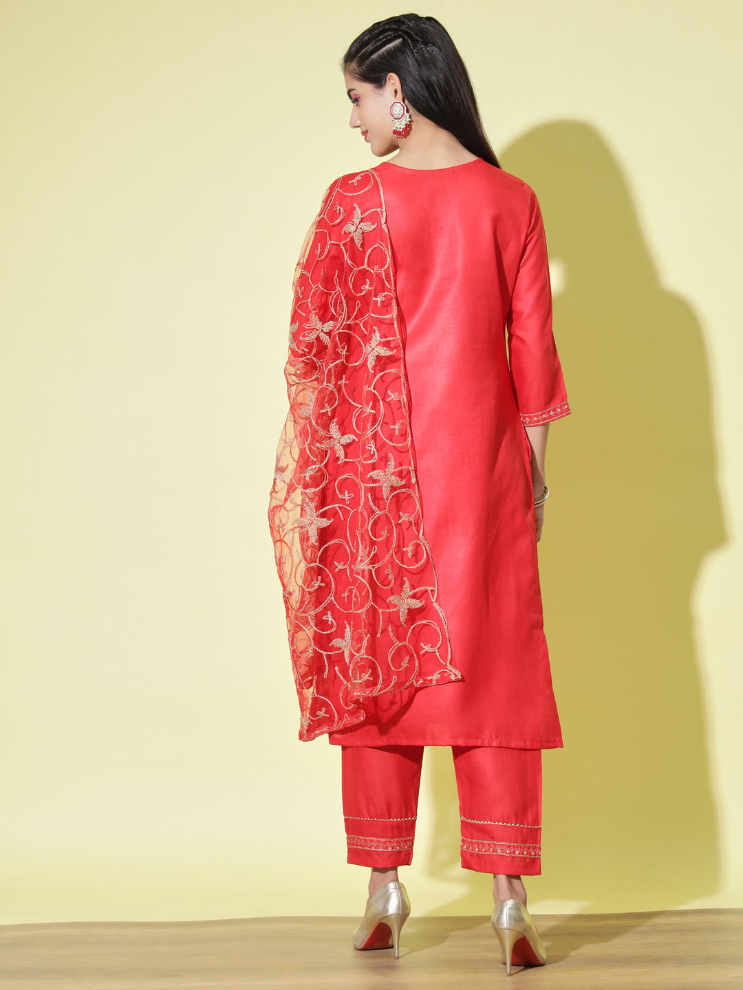 VredeVogel Embroidery Kurta Pant With Net Embroidery Dupatta
