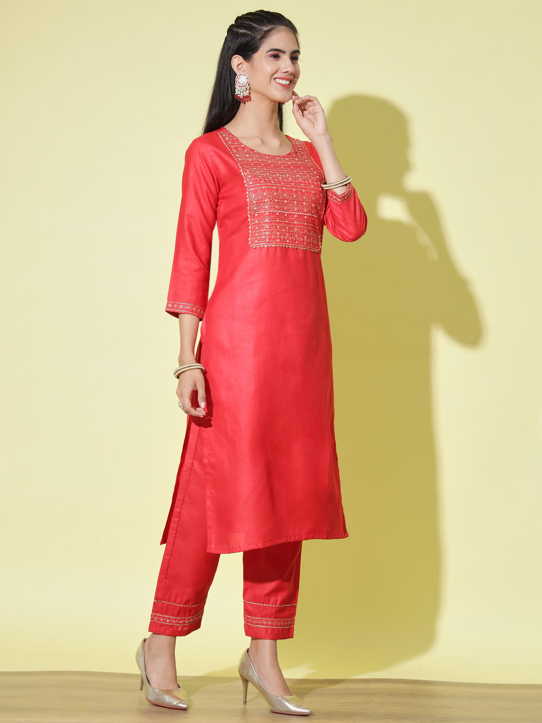 VredeVogel Embroidery Kurta Pant With Net Embroidery Dupatta