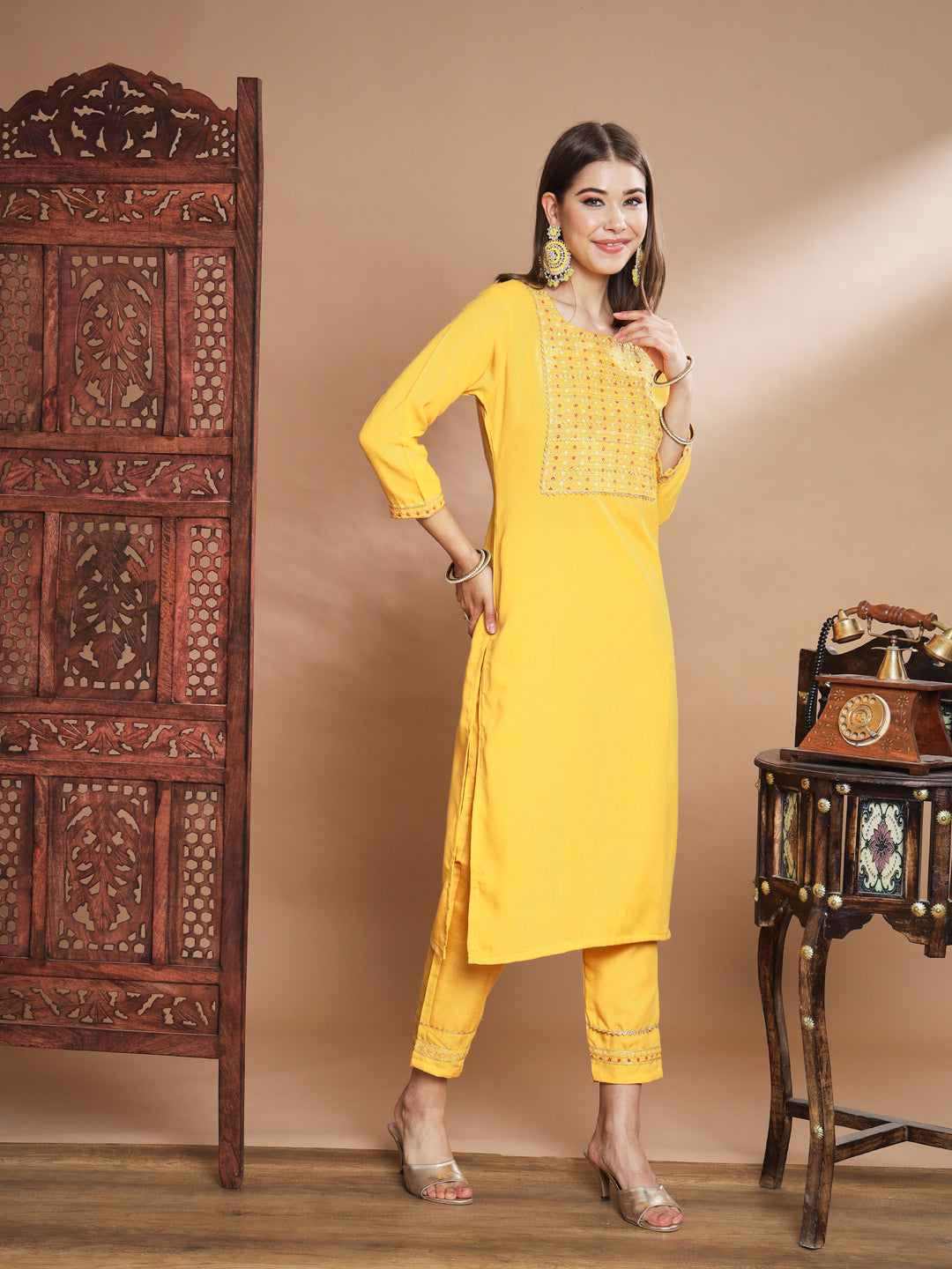 VredeVogel Embroidery Kurta Pant With Net Embroidery Dupatta