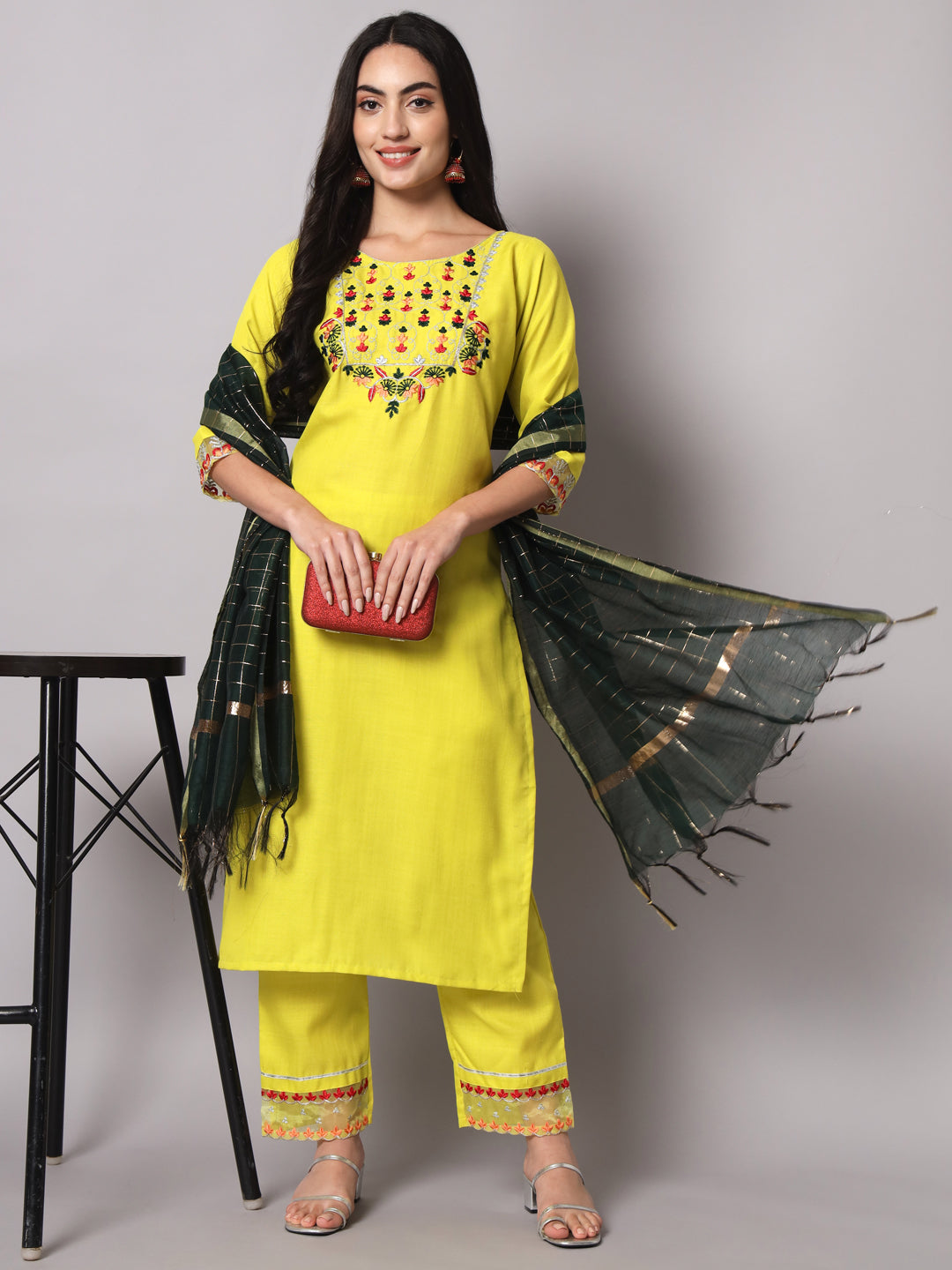 VredeVogel  Women Kurta and Trousers Pant Set Cotton Blend
